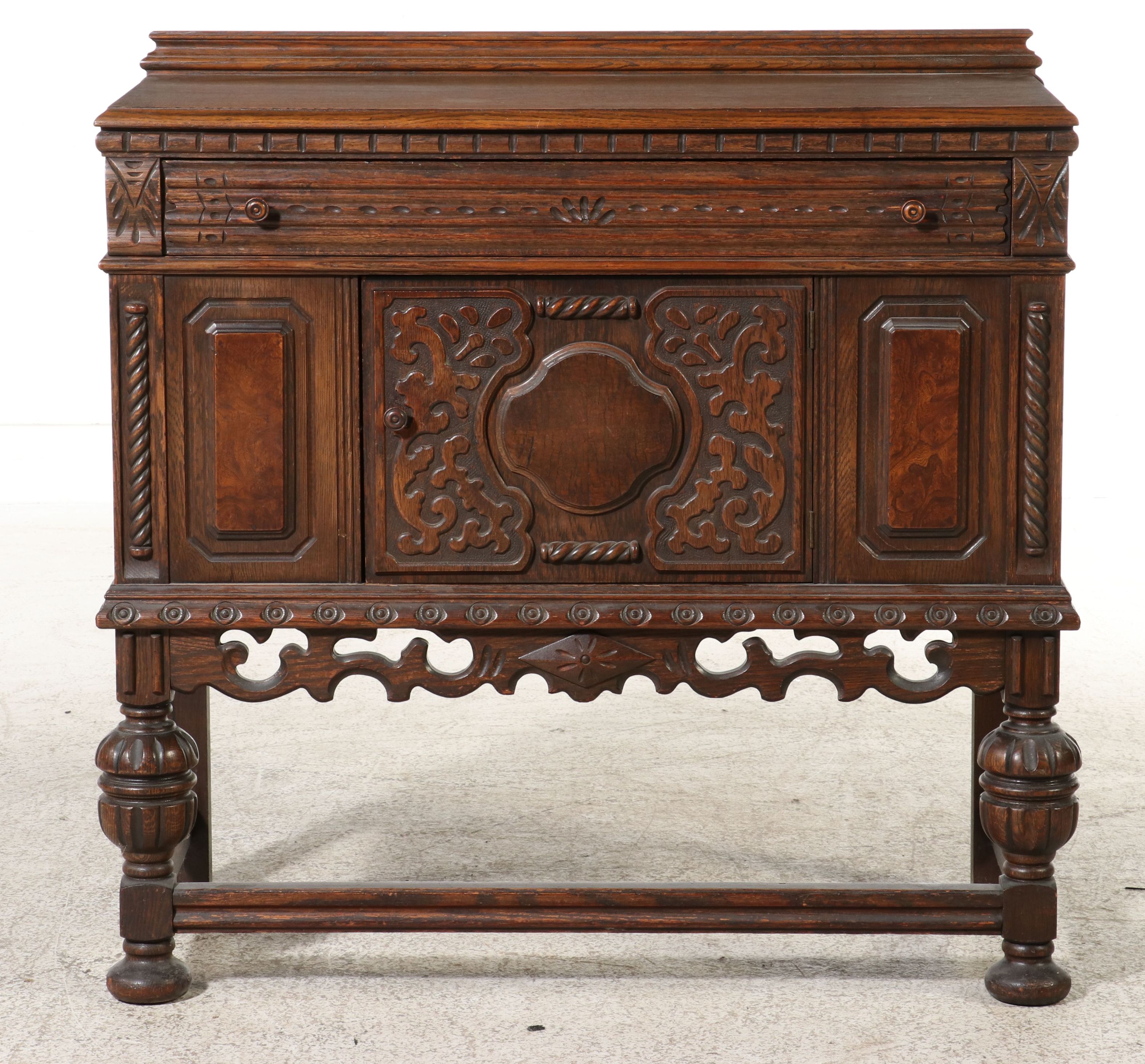 Jacobean Revival Carved Oak Buffet