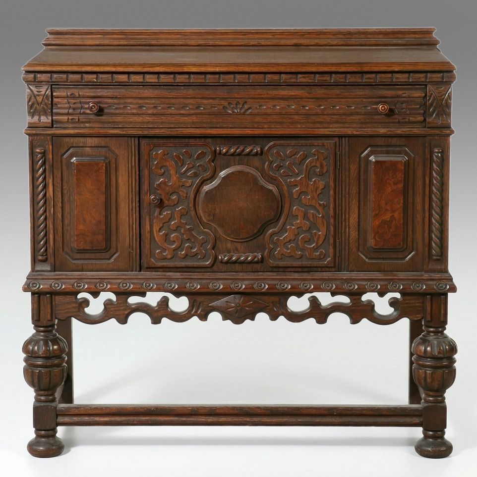 Jacobean Revival Carved Oak Buffet