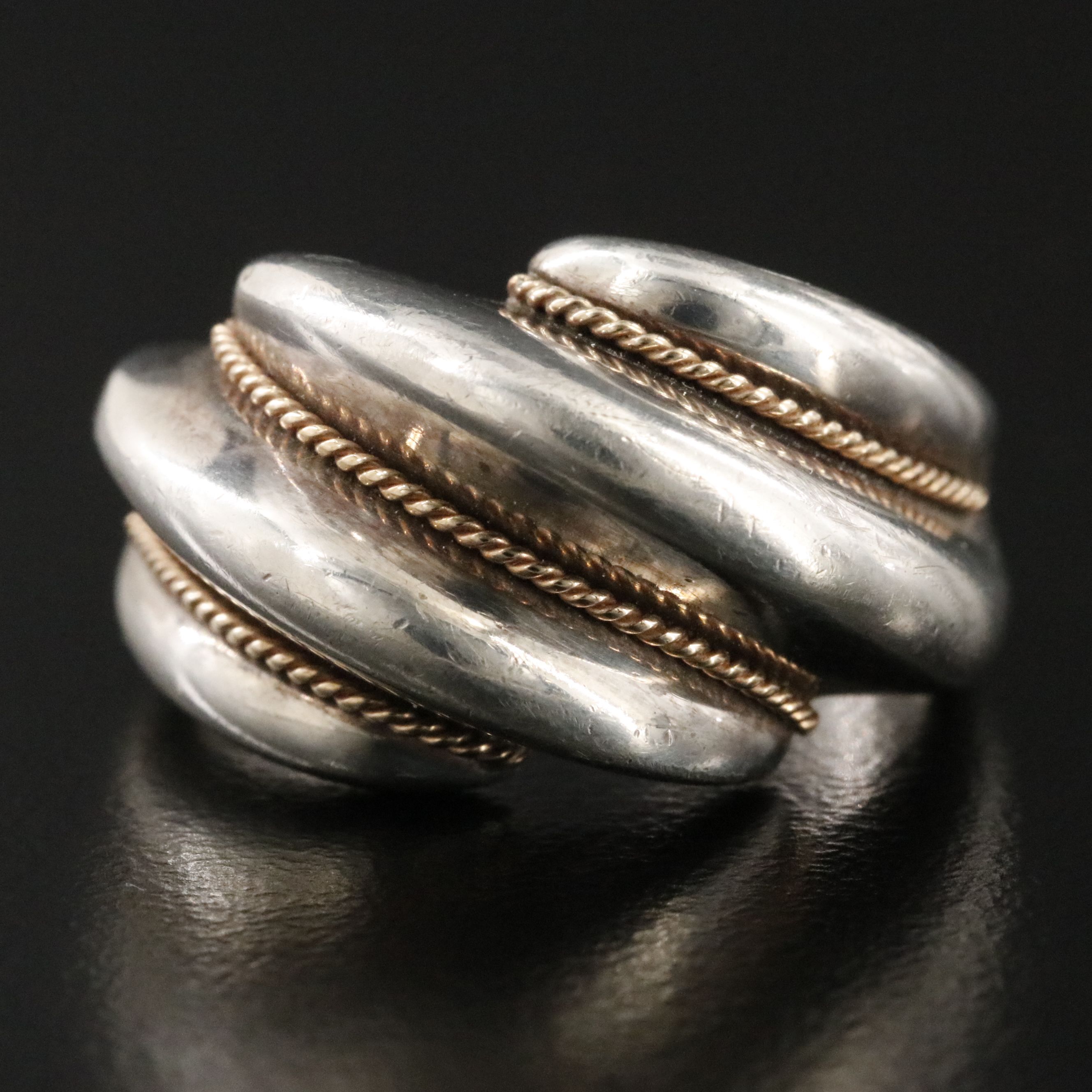 Tiffany & Co. Sterling Fluted Ring with 14K Accents