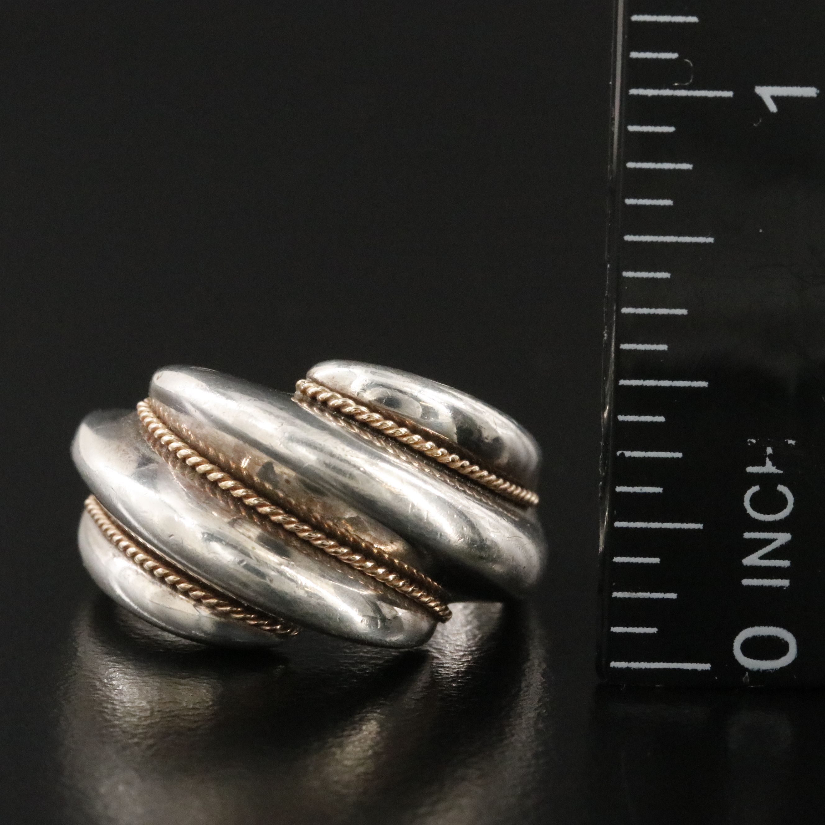 Tiffany & Co. Sterling Fluted Ring with 14K Accents