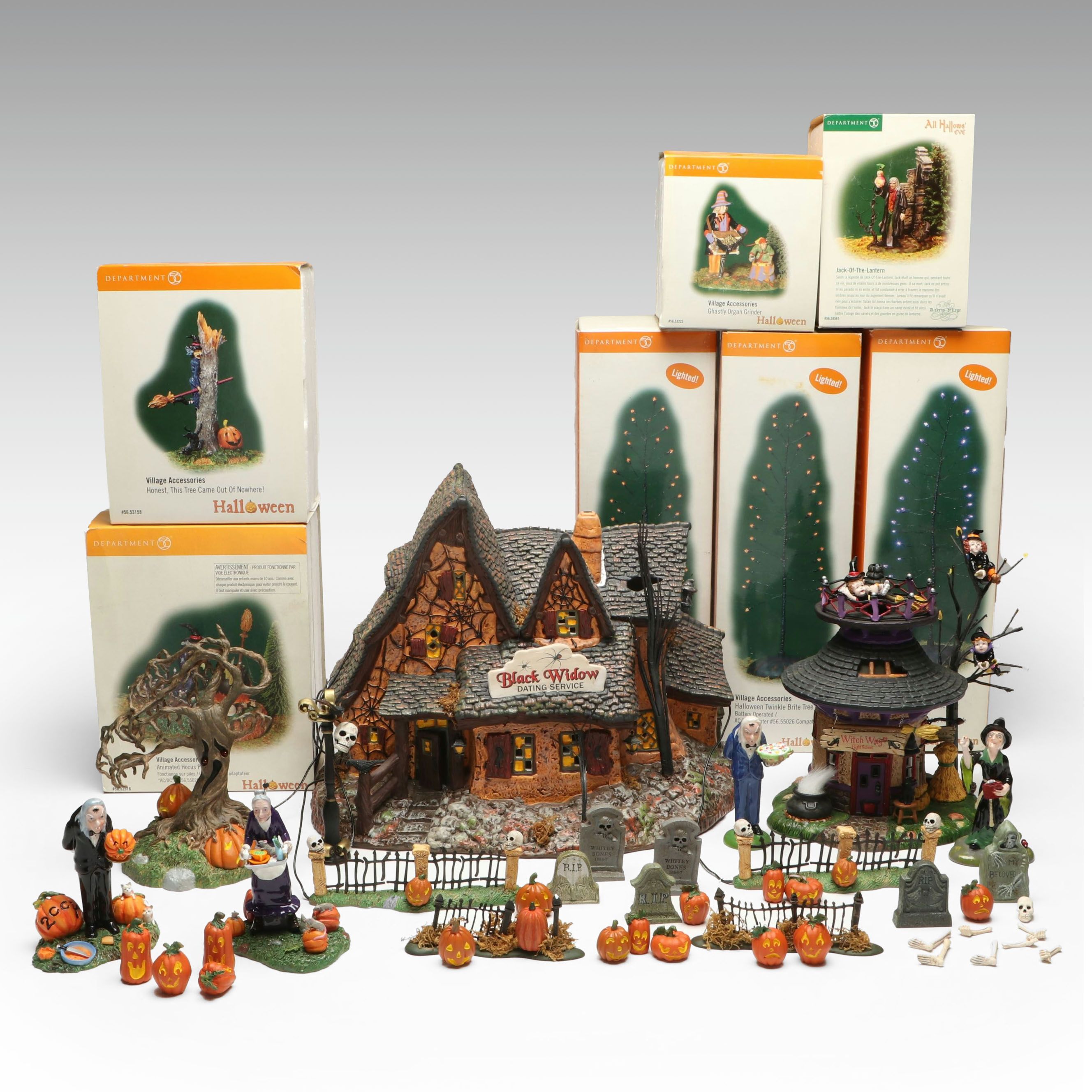 Department 56 Halloween Village Décor Featuring "Black Widow Dating Service"