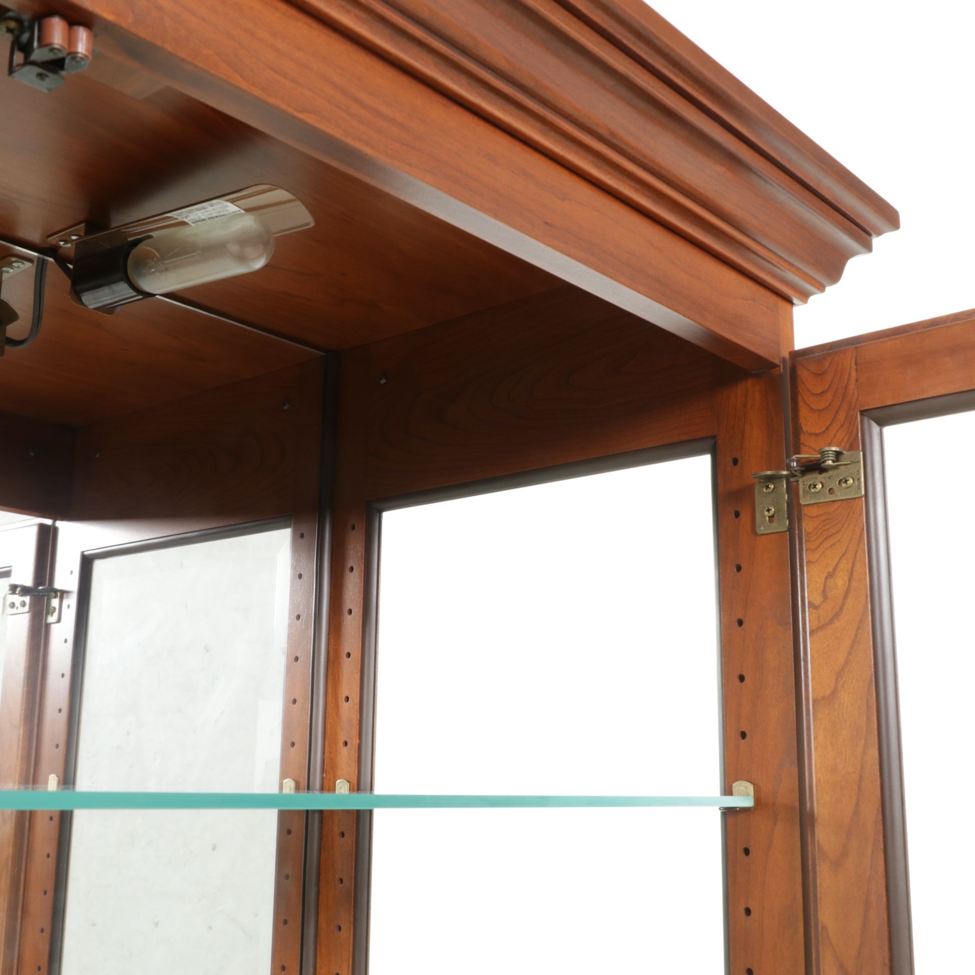 Amish Originals Cherry Illuminated Curio Cabinet, 21st Century