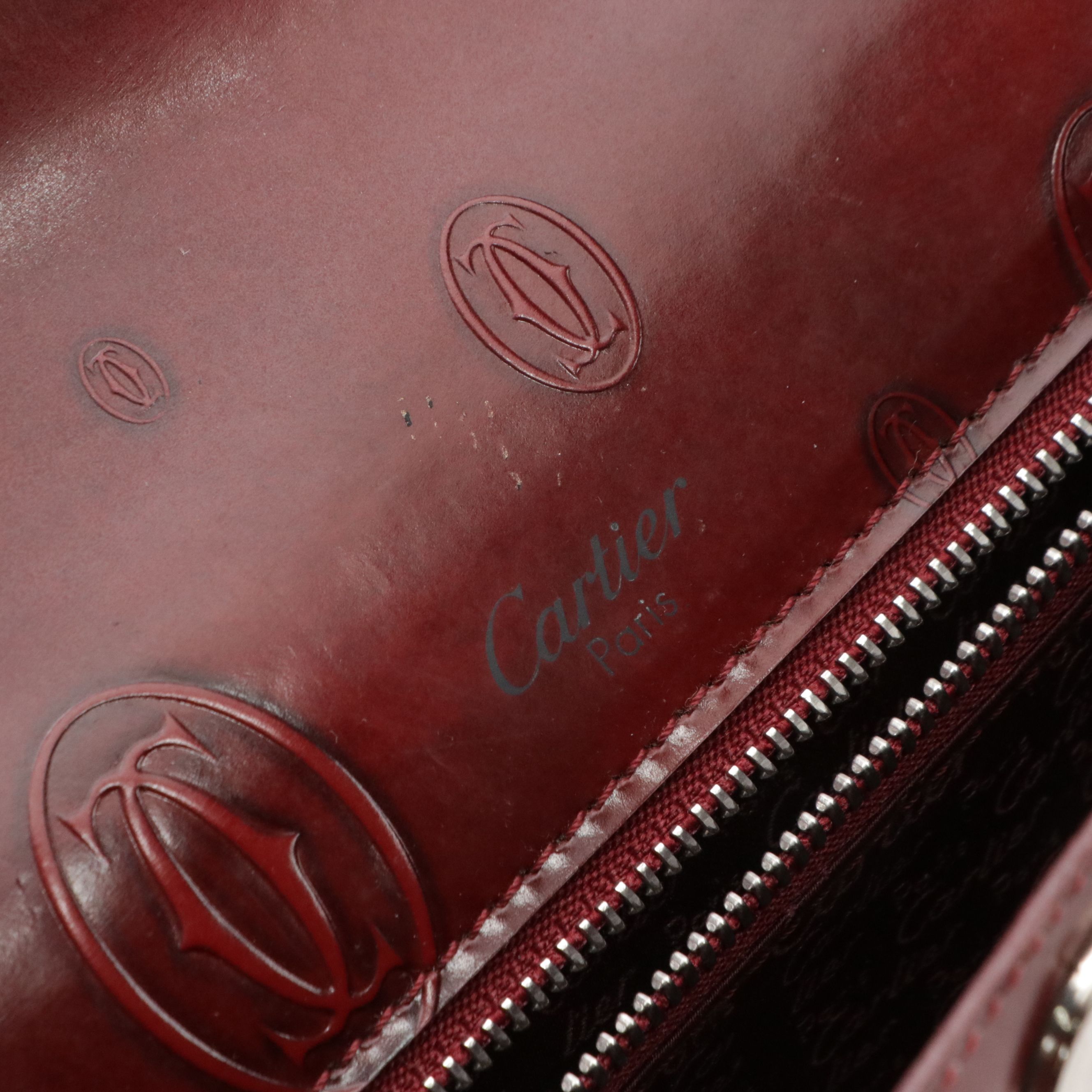 Cartier Baguette Shoulder Bag in Burgundy Happy Birthday Patent Leather