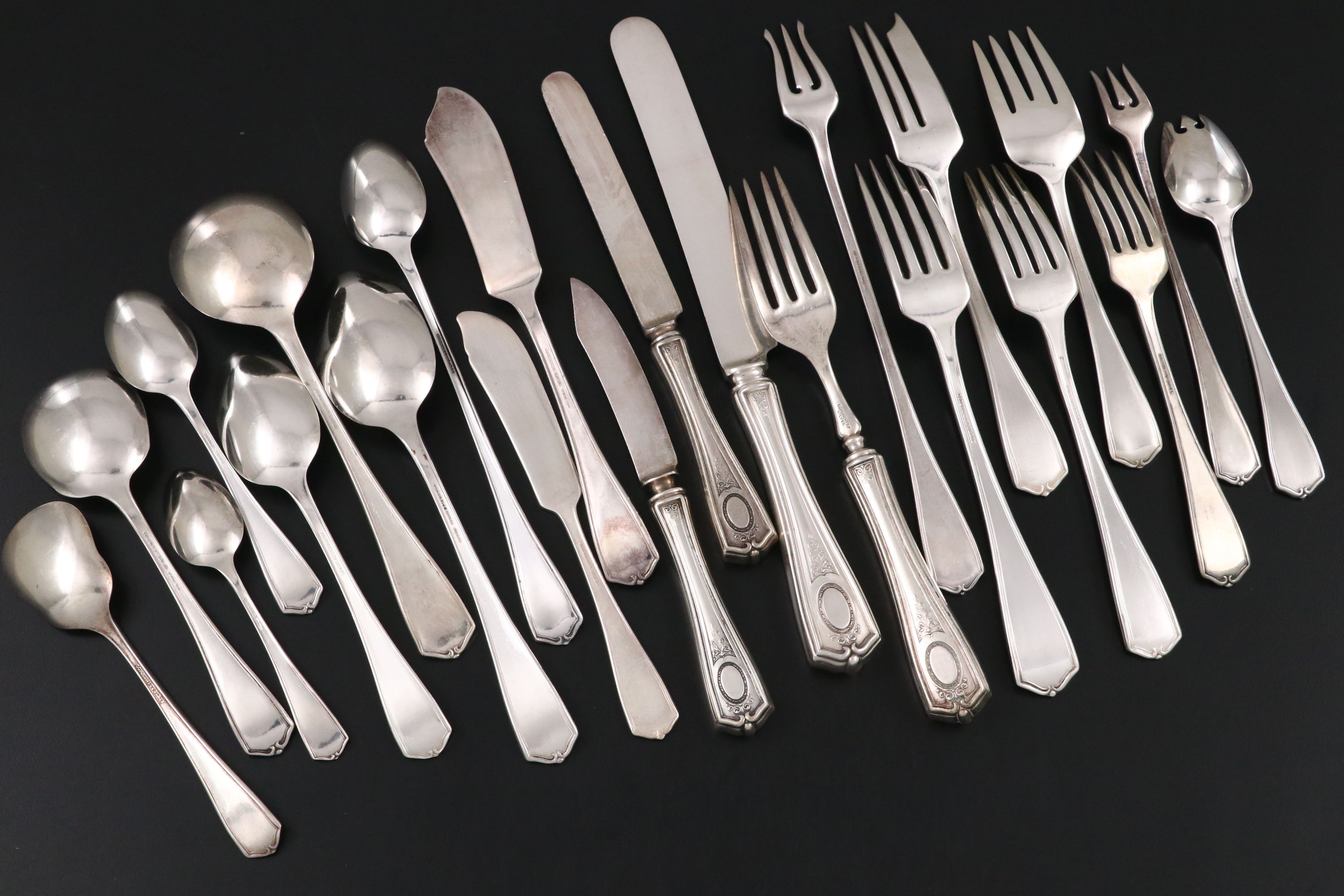Oneida "Louis XVI" Silver Plate Flatware and Serving Utensils, 1911