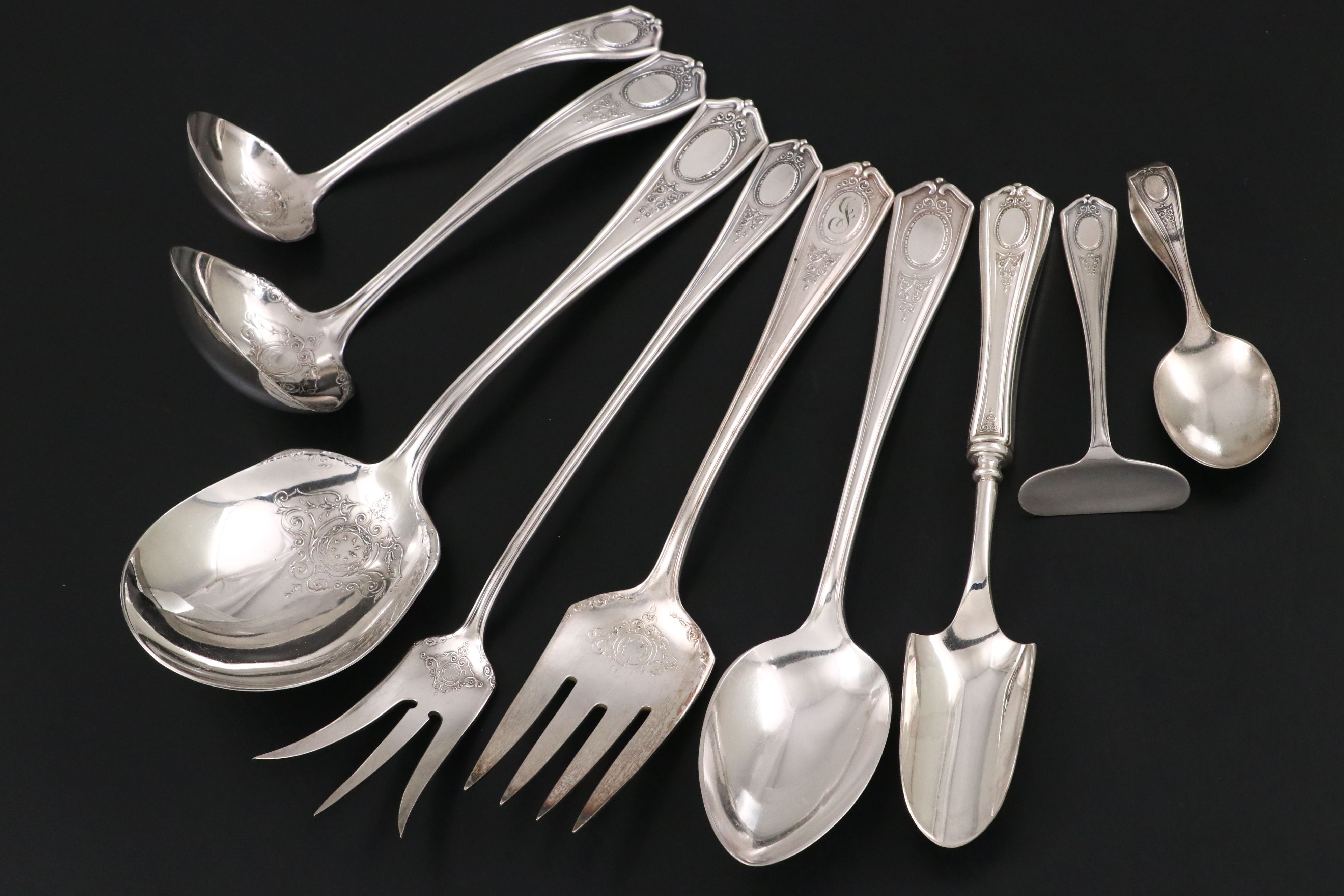 Oneida "Louis XVI" Silver Plate Flatware and Serving Utensils, 1911