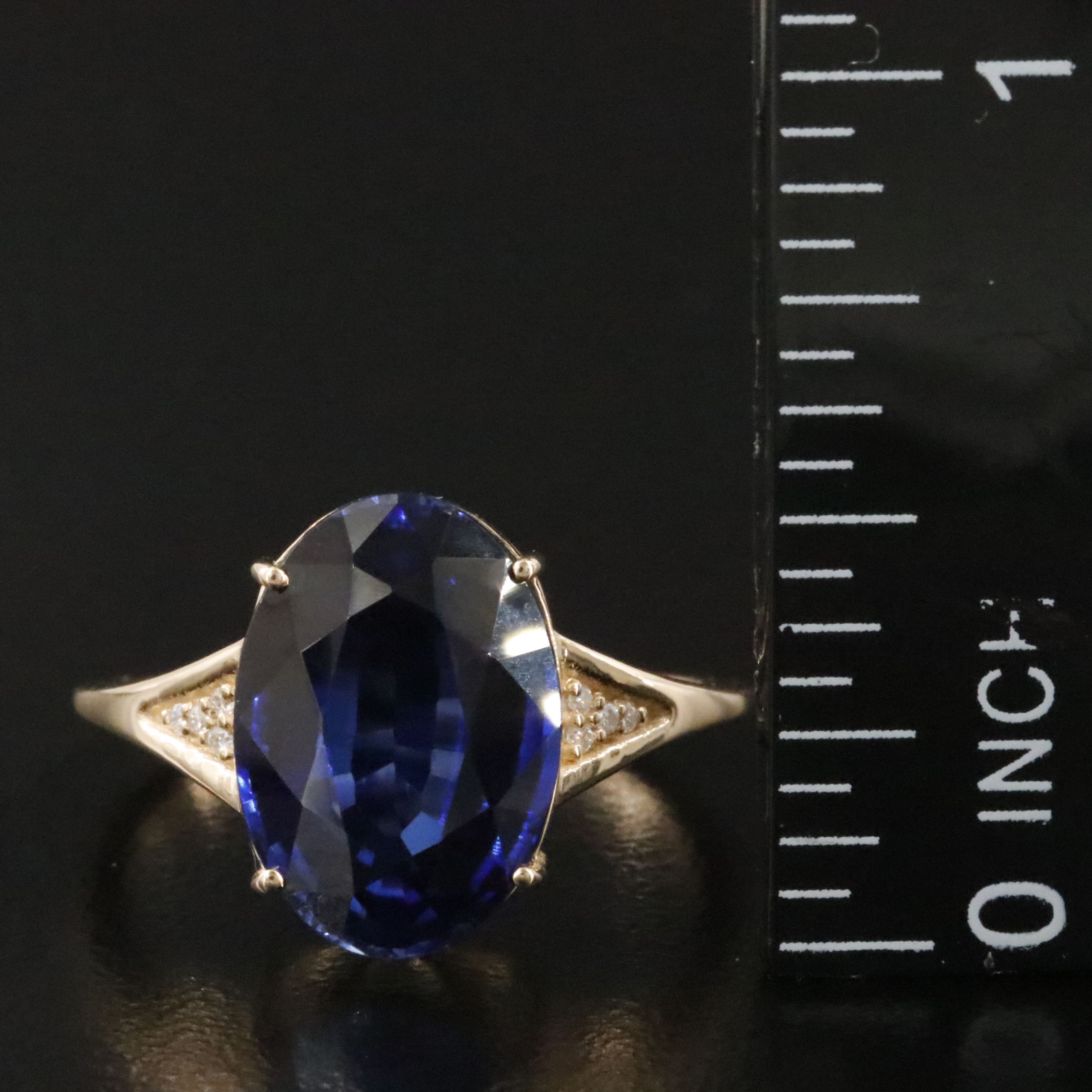 14K 5.73 CT Lab Grown Sapphire and Moissanite Ring