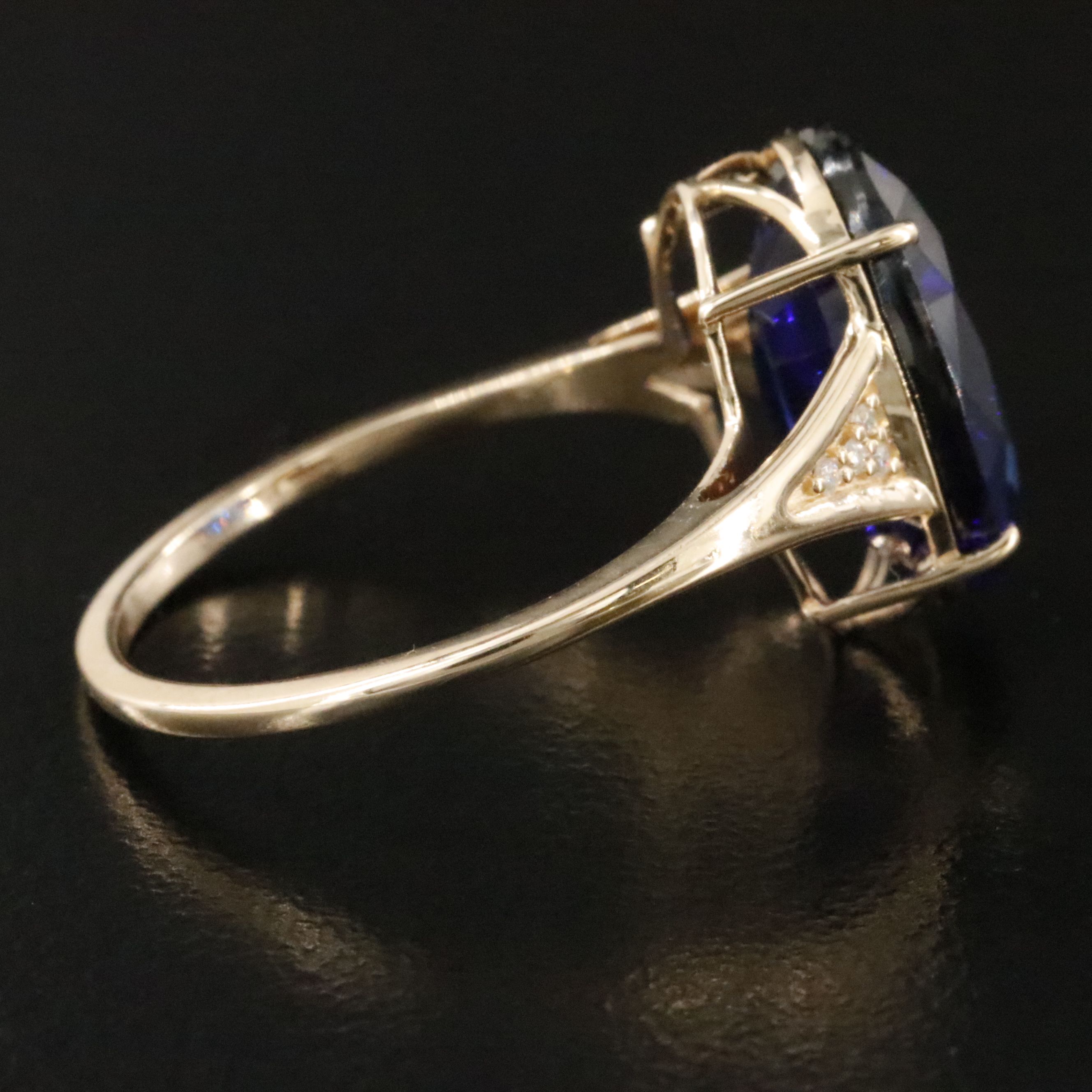 14K 5.73 CT Lab Grown Sapphire and Moissanite Ring