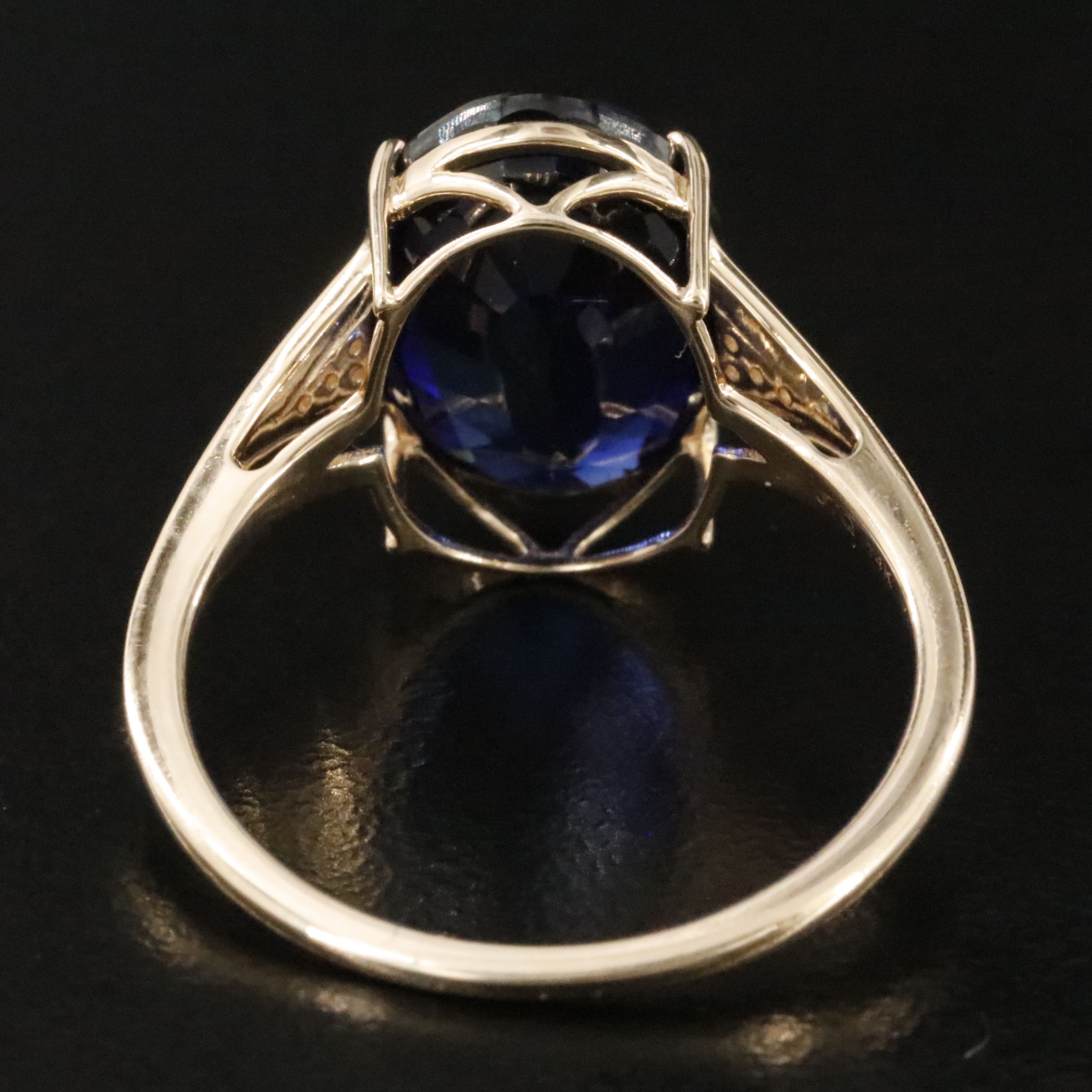 14K 5.73 CT Lab Grown Sapphire and Moissanite Ring