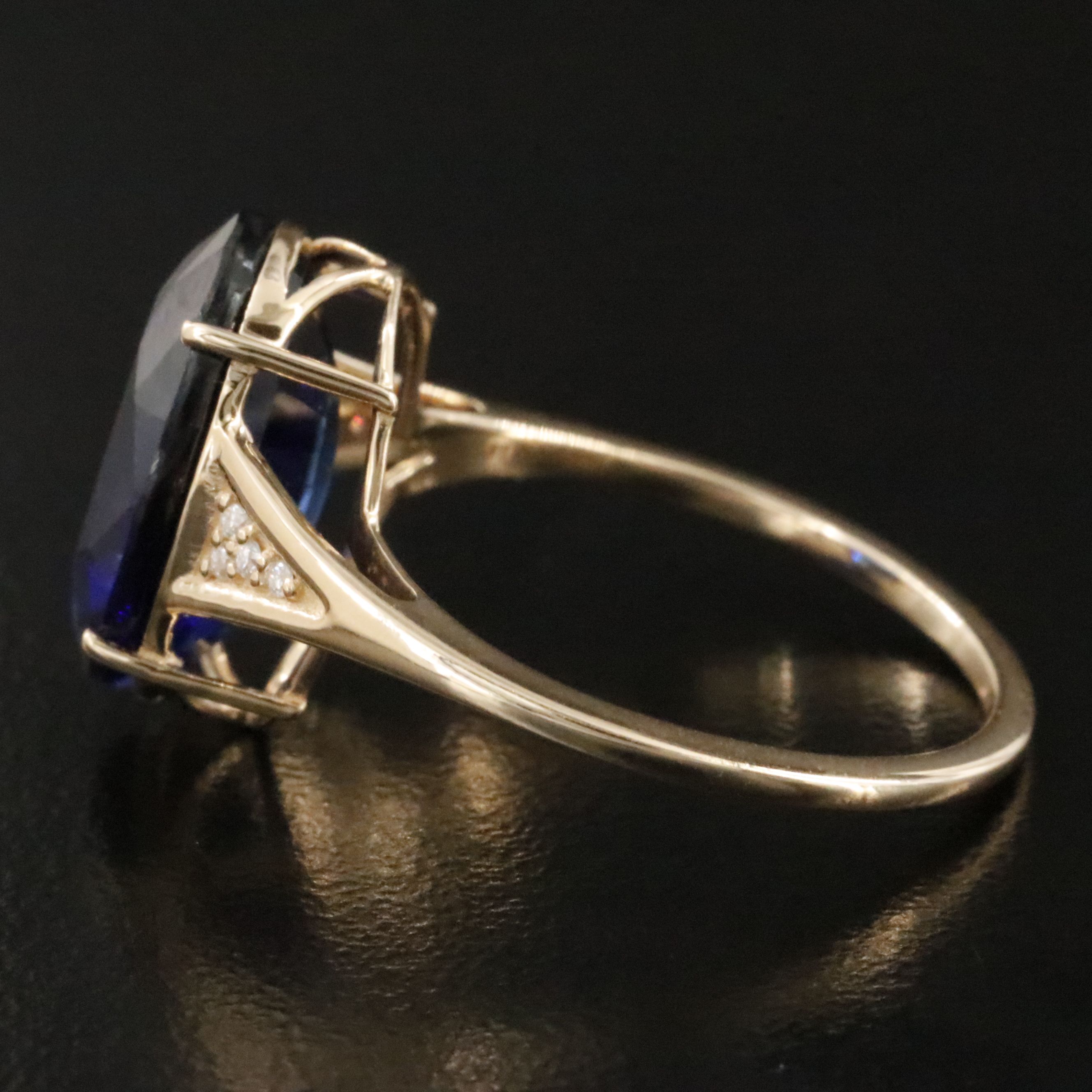 14K 5.73 CT Lab Grown Sapphire and Moissanite Ring