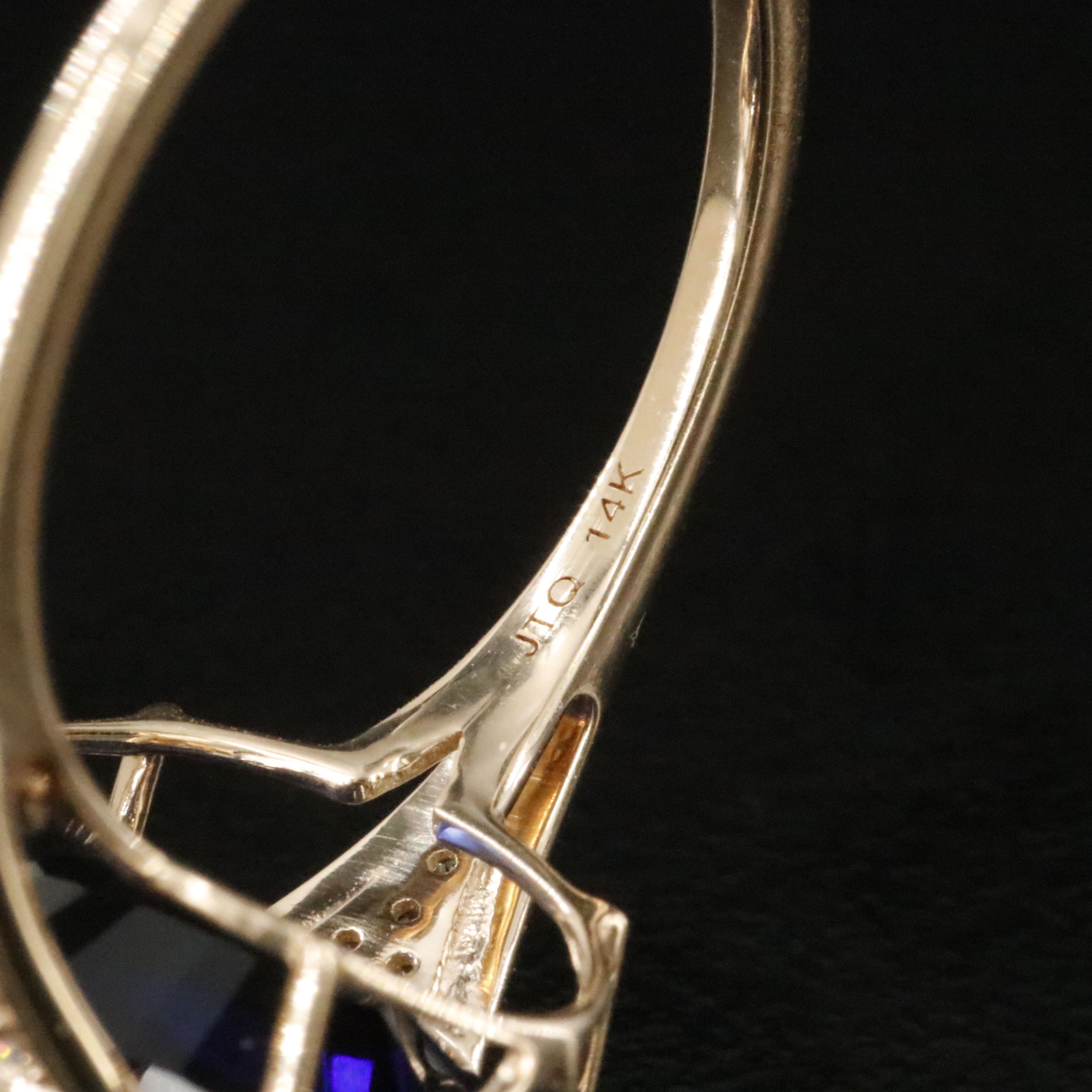 14K 5.73 CT Lab Grown Sapphire and Moissanite Ring