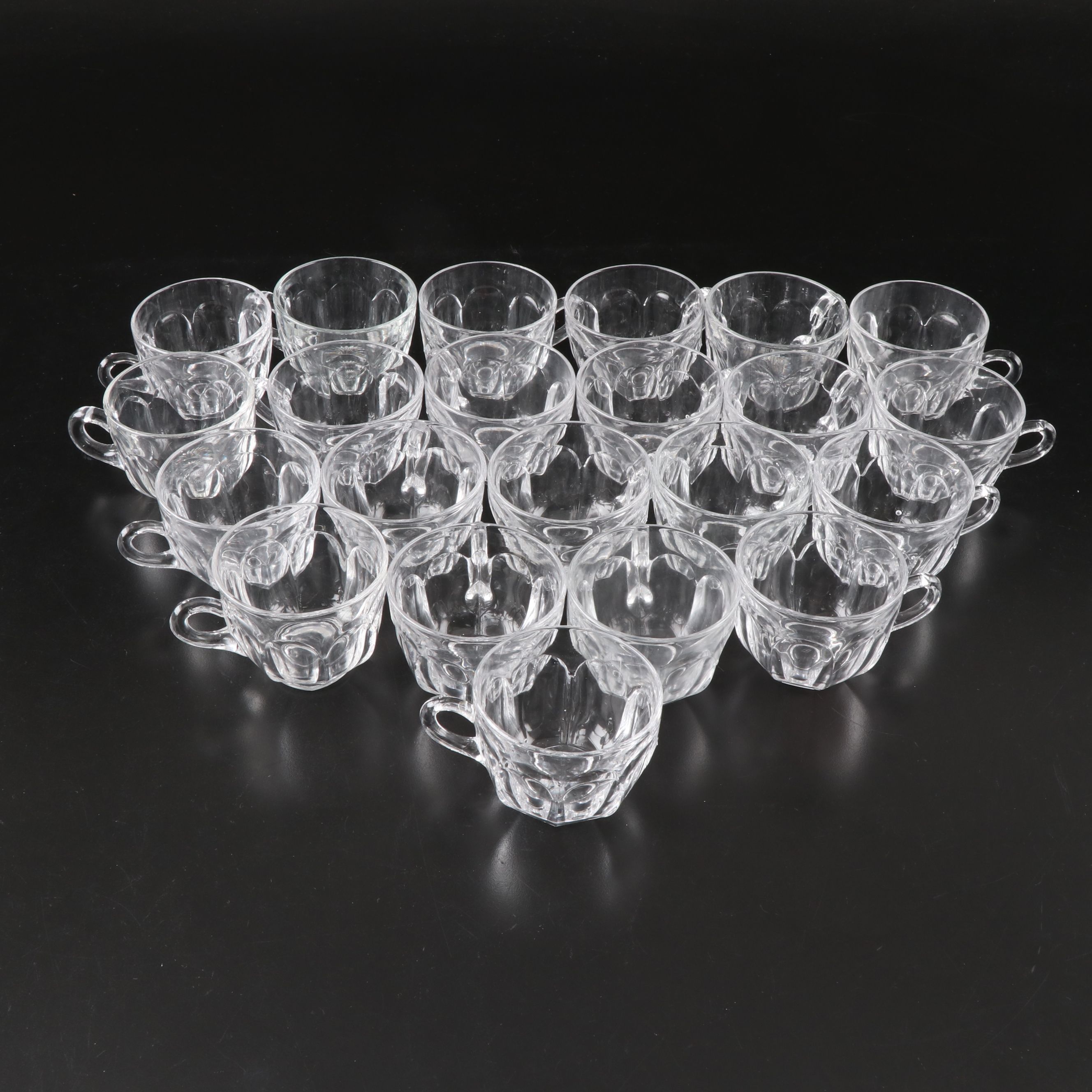 Heisey Glass "Colonial Clear" Punch Bowl with Stand, Cups and Ladle