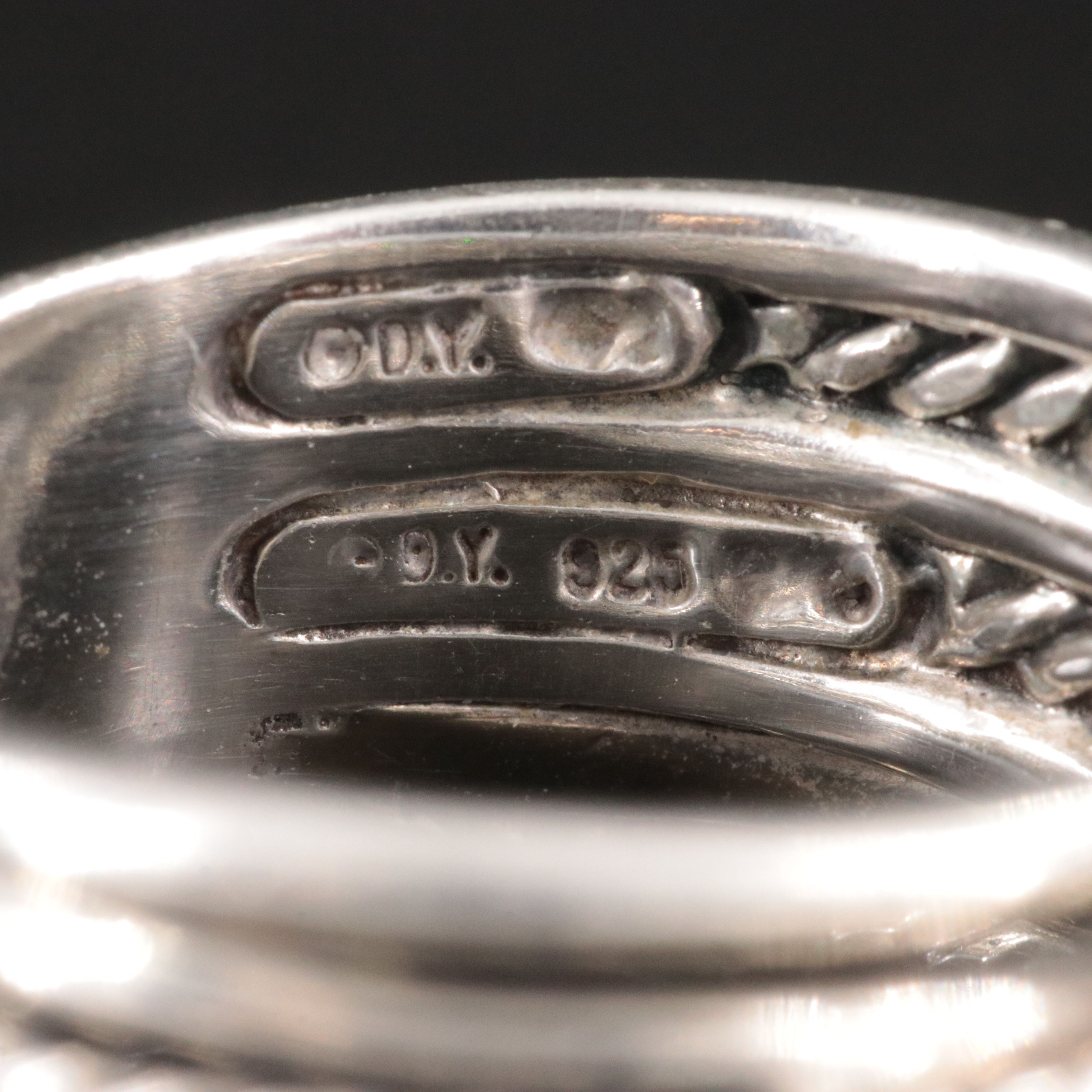 David Yurman Sterling and 14K Diamond Crossover Ring