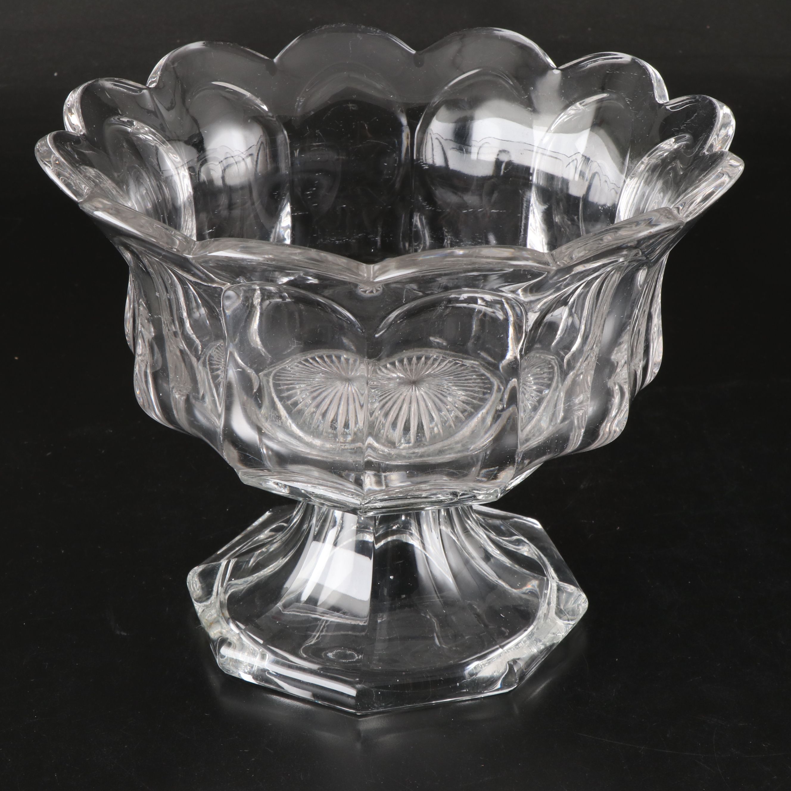 Heisey Glass "Colonial Clear" Punch Bowl with Stand, Cups and Ladle
