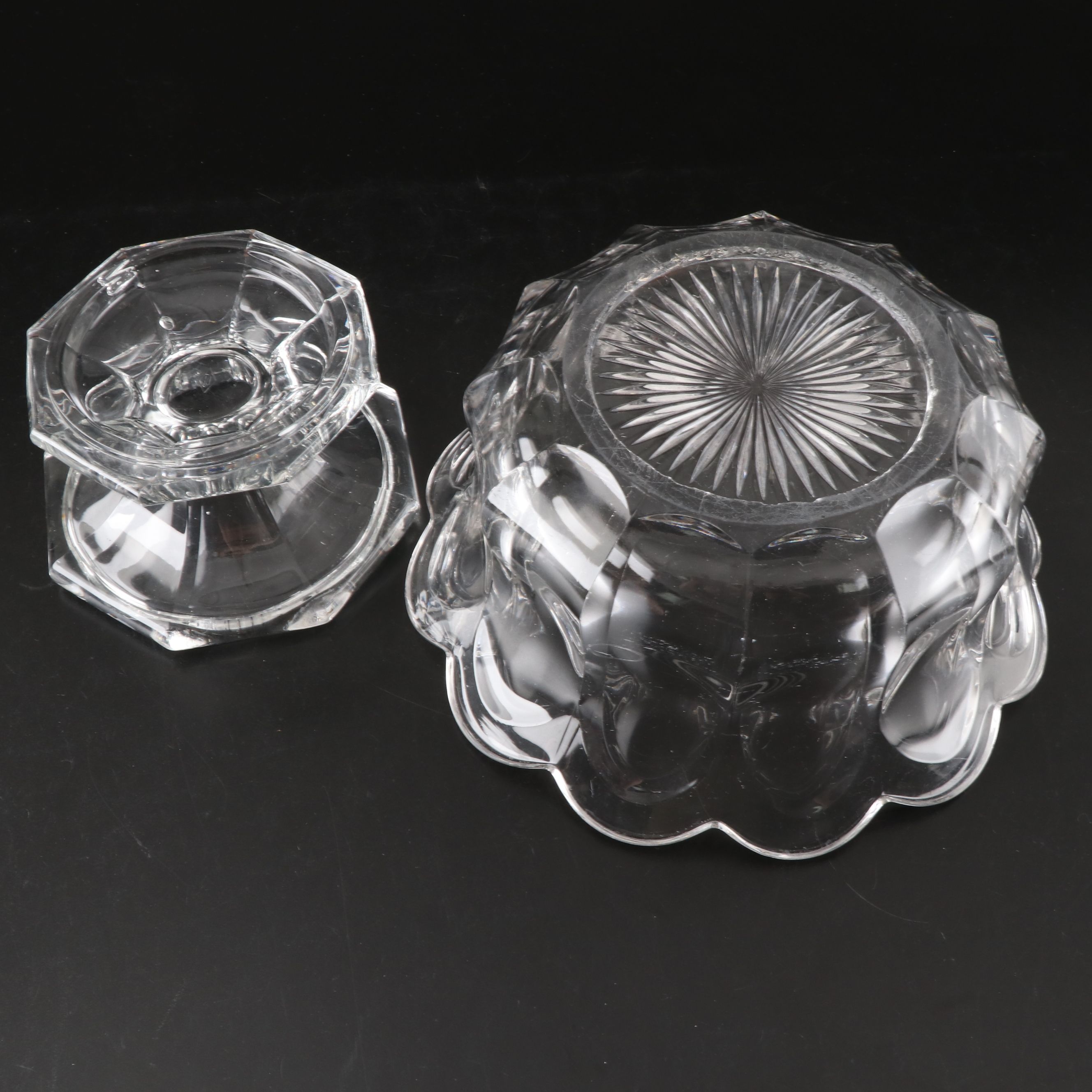 Heisey Glass "Colonial Clear" Punch Bowl with Stand, Cups and Ladle