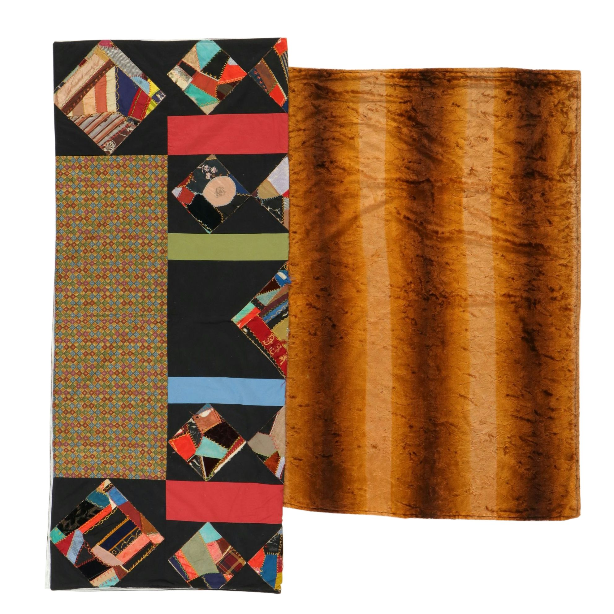 Hand-Pieced Crazy Quilt and Carriage Blanket