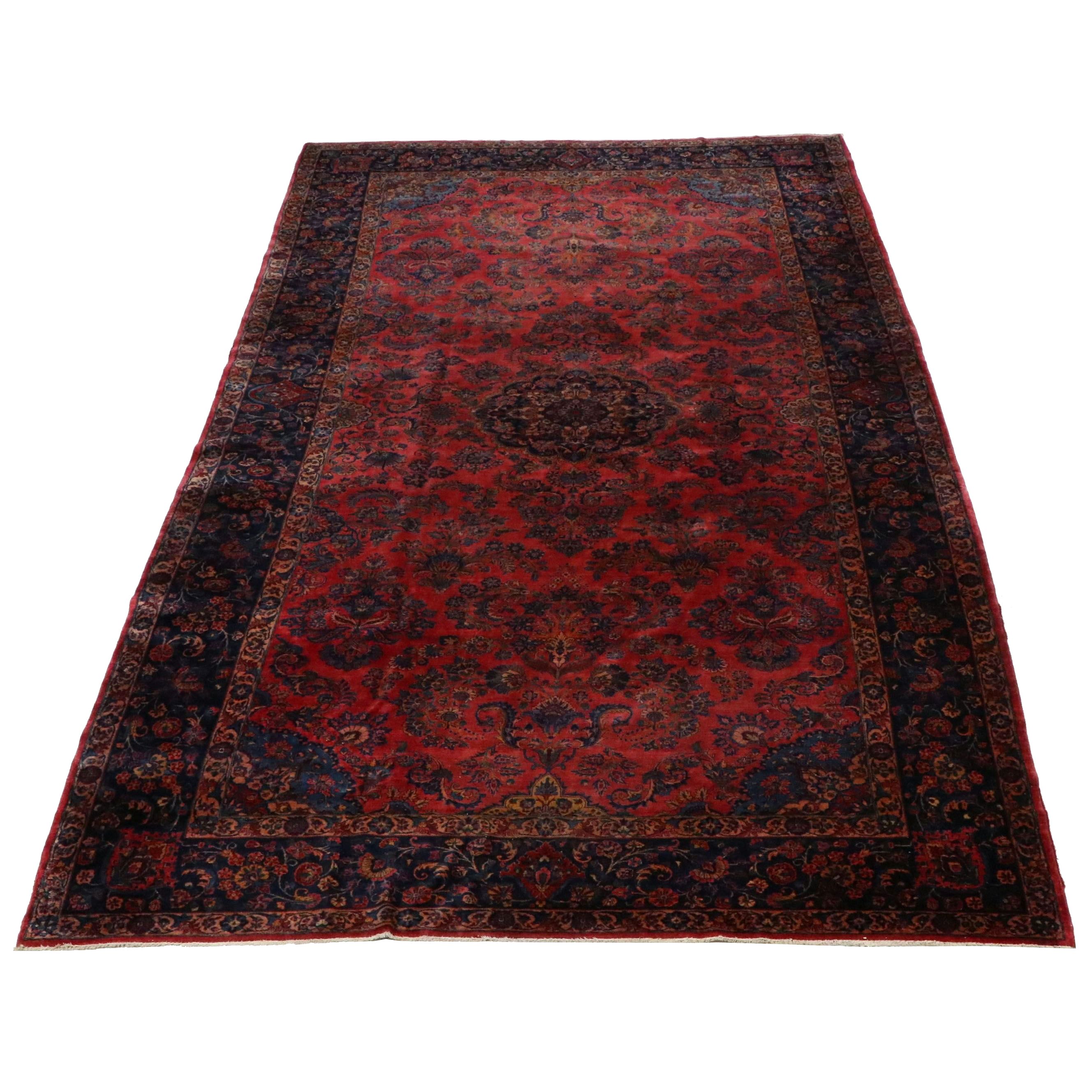 Antique 10'1 x 18'4 Hand-Knotted Persian Sarouk Room-Sized Rug