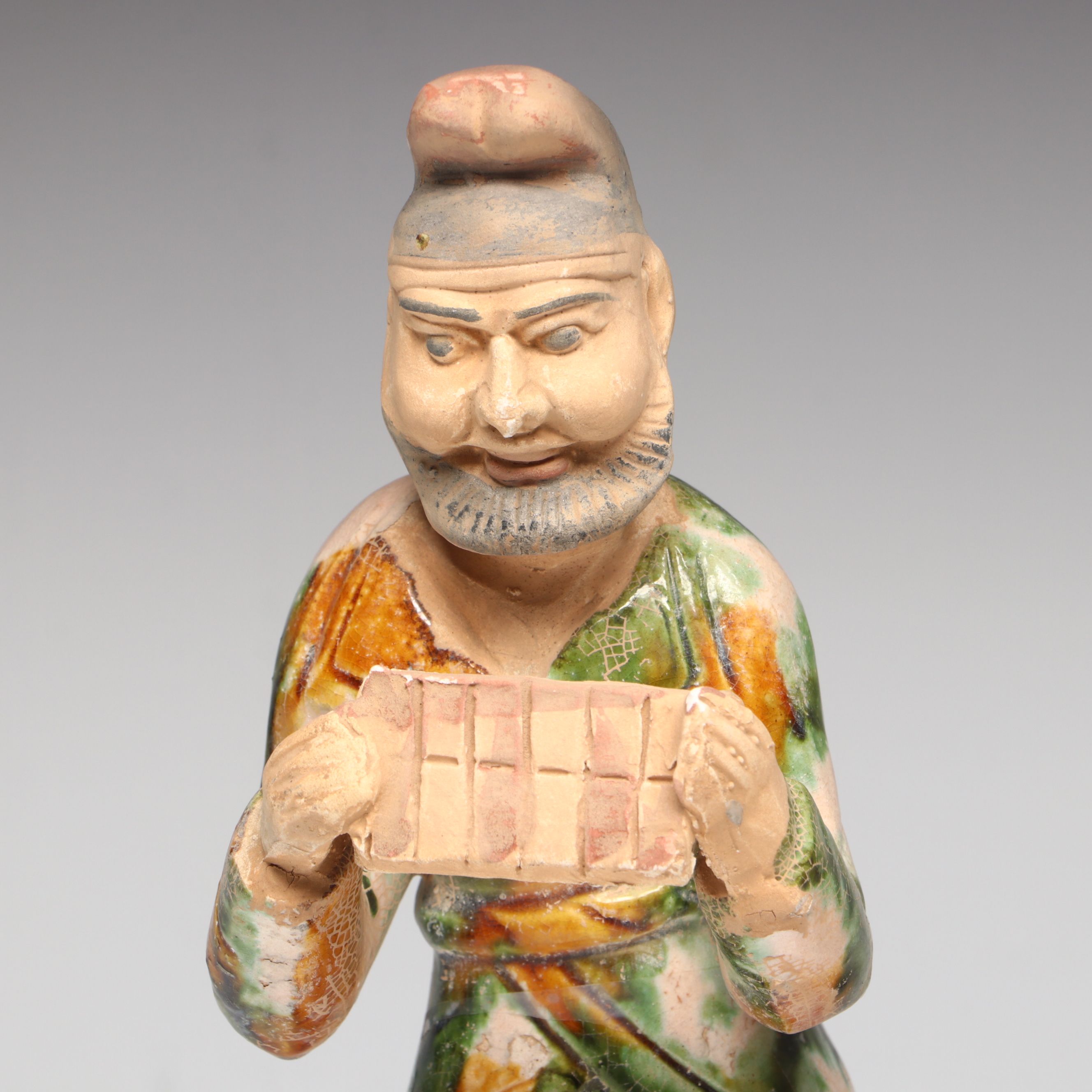 Tang Dynasty Style Sancai Ceramic Man and Anthropomorphic Dog