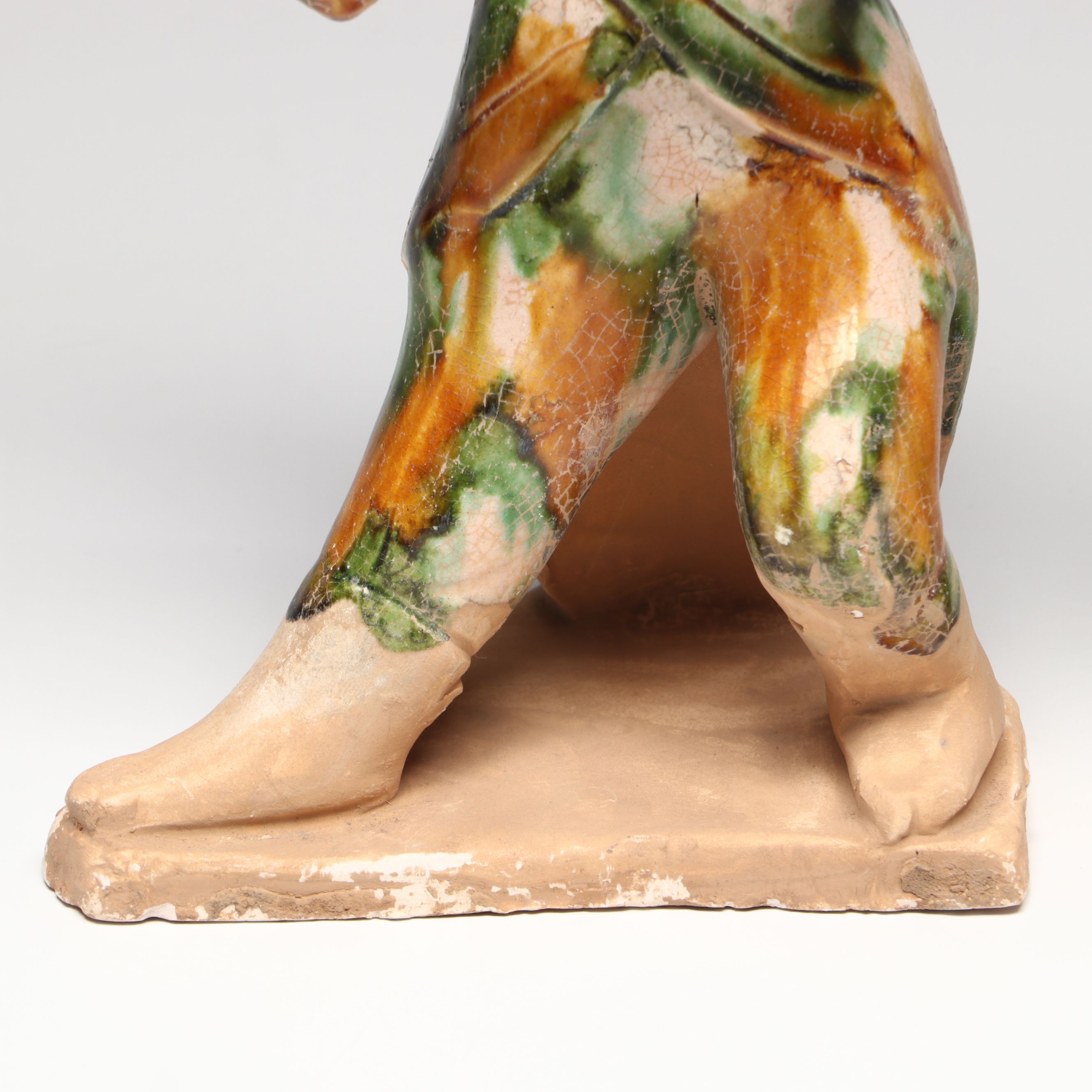 Tang Dynasty Style Sancai Ceramic Man and Anthropomorphic Dog