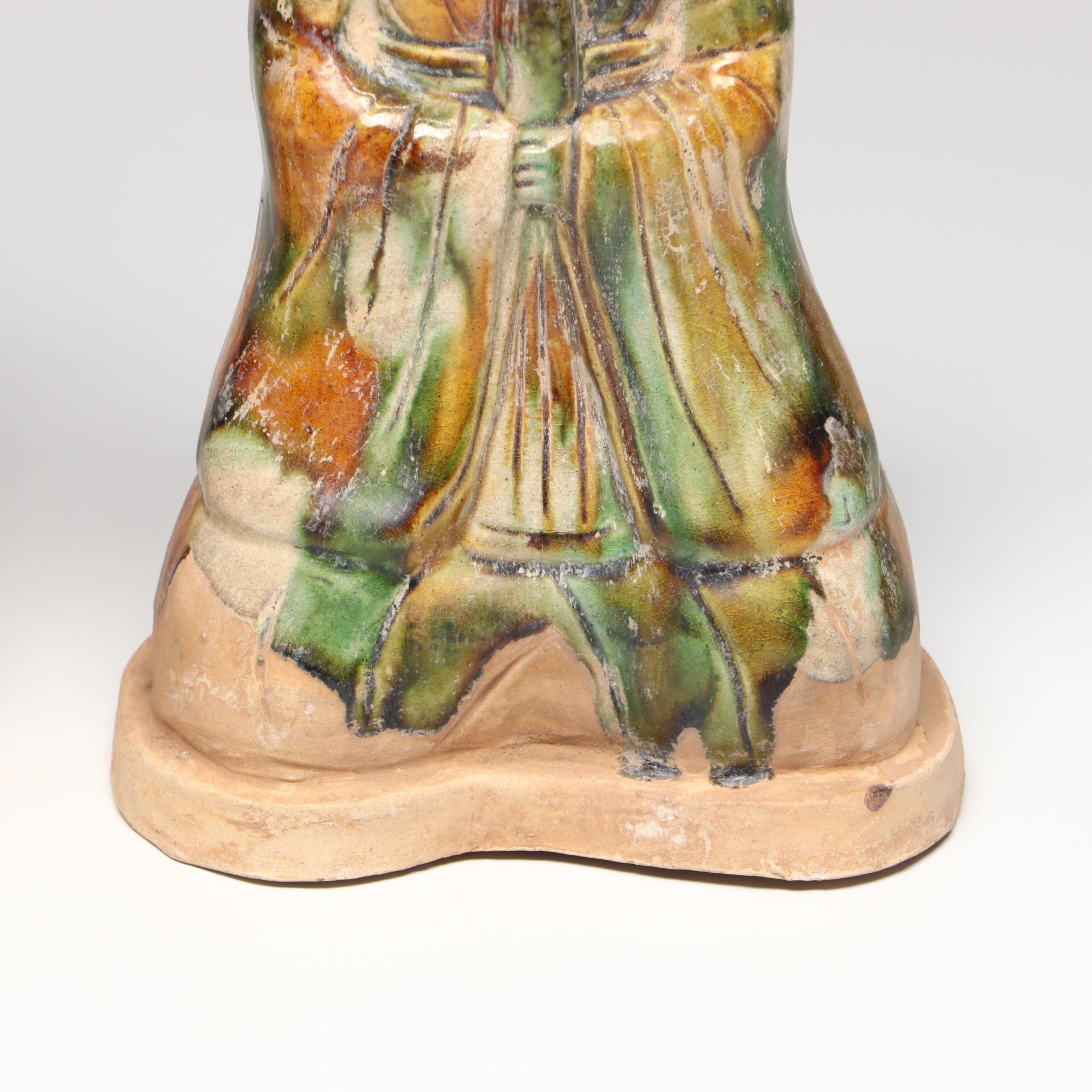 Tang Dynasty Style Sancai Ceramic Man and Anthropomorphic Dog