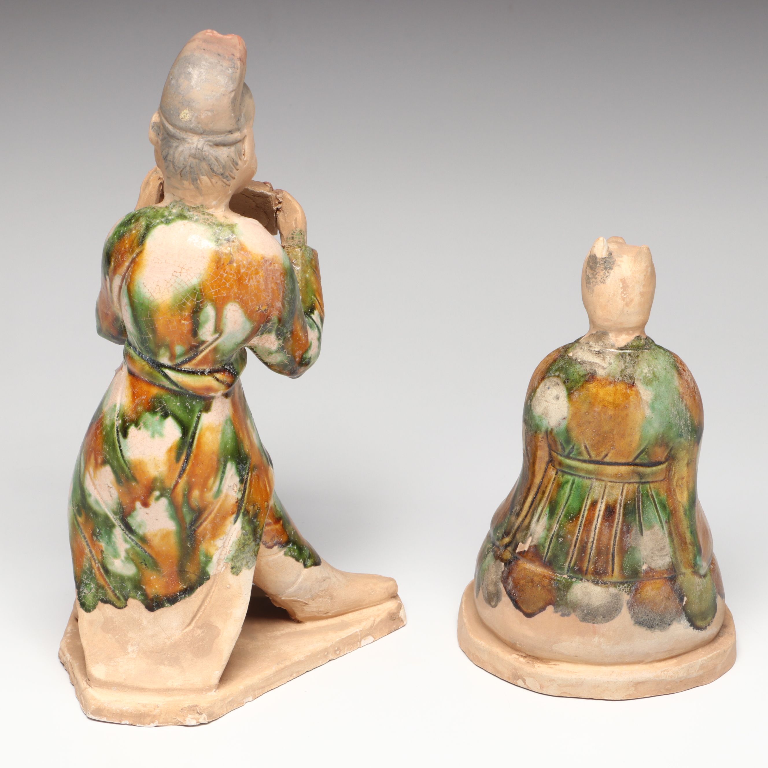 Tang Dynasty Style Sancai Ceramic Man and Anthropomorphic Dog
