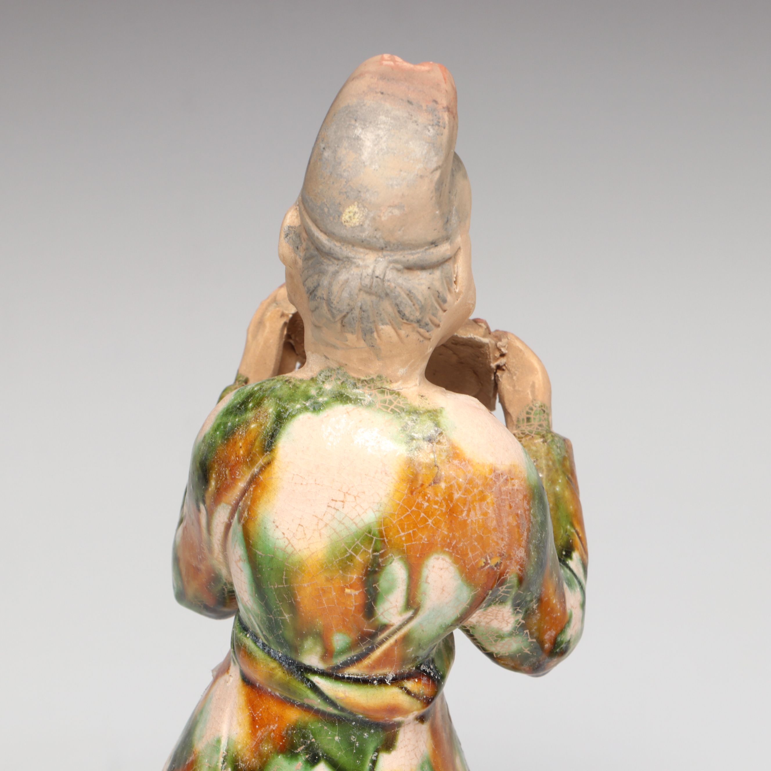 Tang Dynasty Style Sancai Ceramic Man and Anthropomorphic Dog