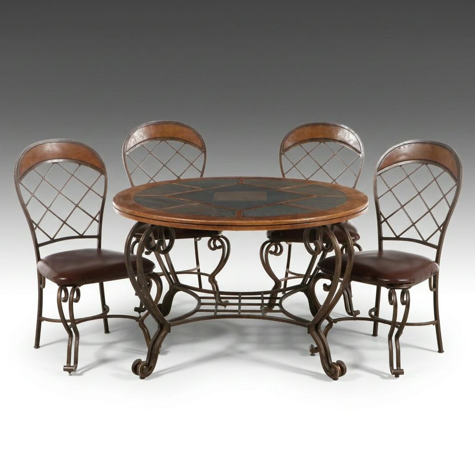 Ashley Furniture Five-Piece Dining Set Featuring Slate Top Table