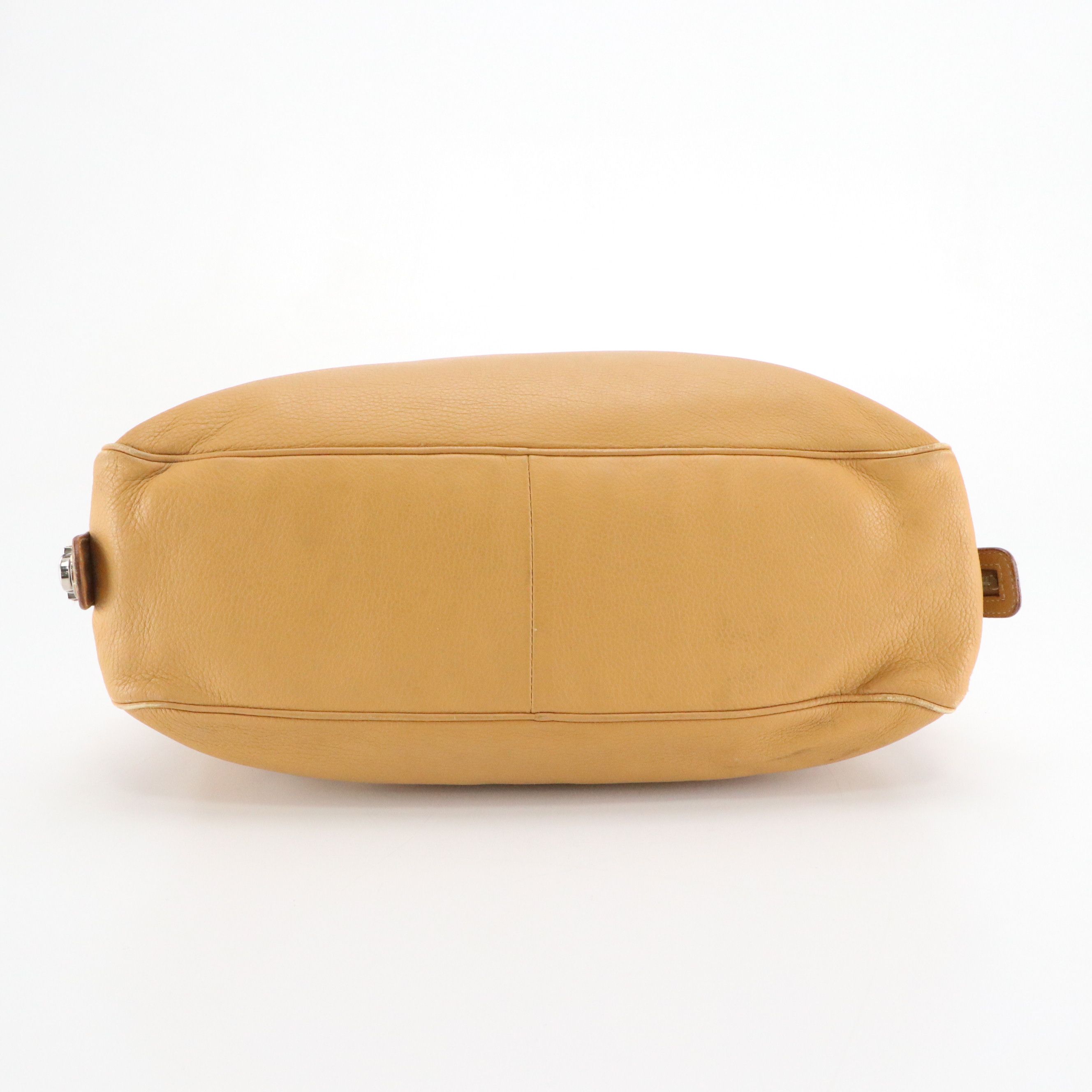 Prada Domed Zip-Around Shoulder Bag in Tan Vitello Daino Leather