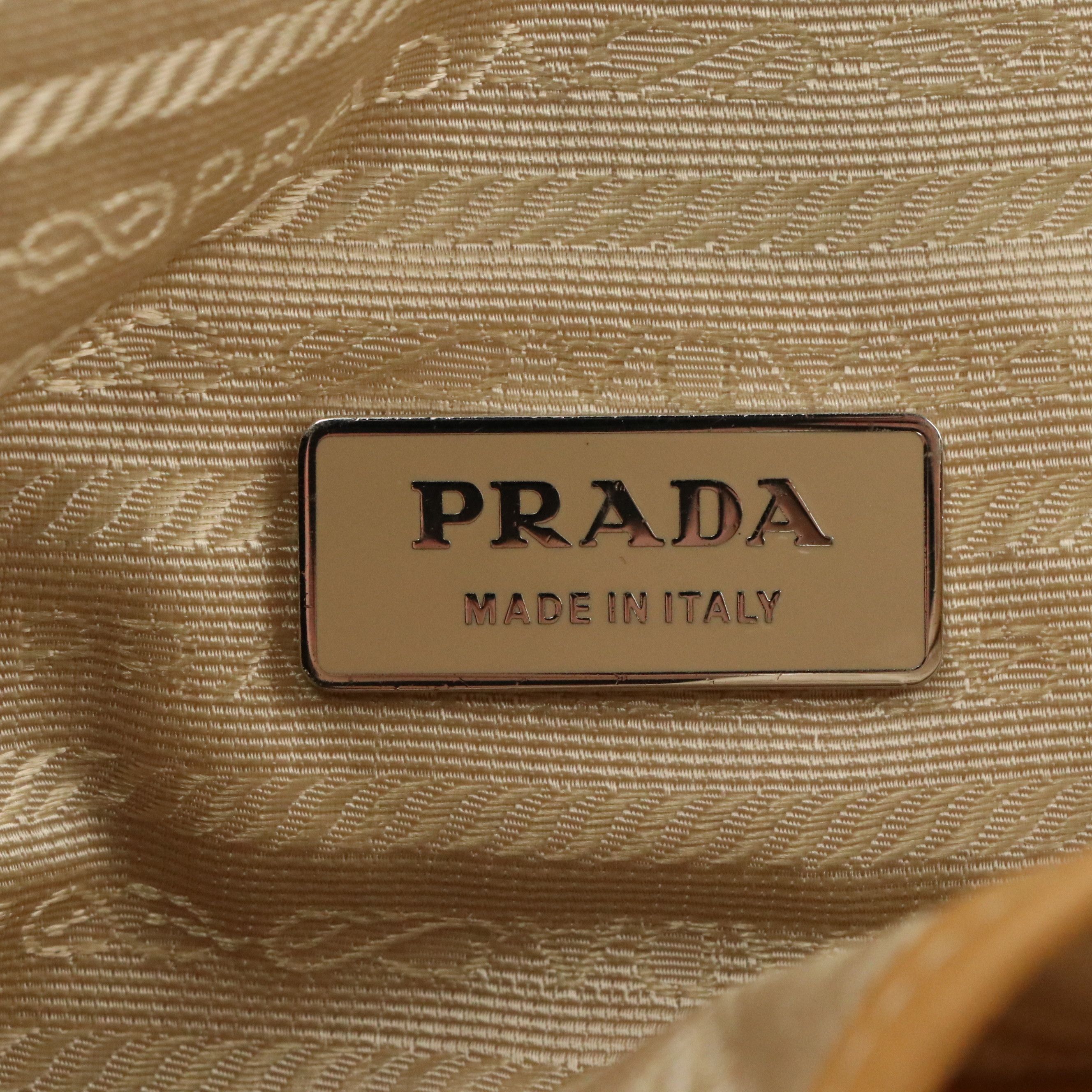 Prada Domed Zip-Around Shoulder Bag in Tan Vitello Daino Leather