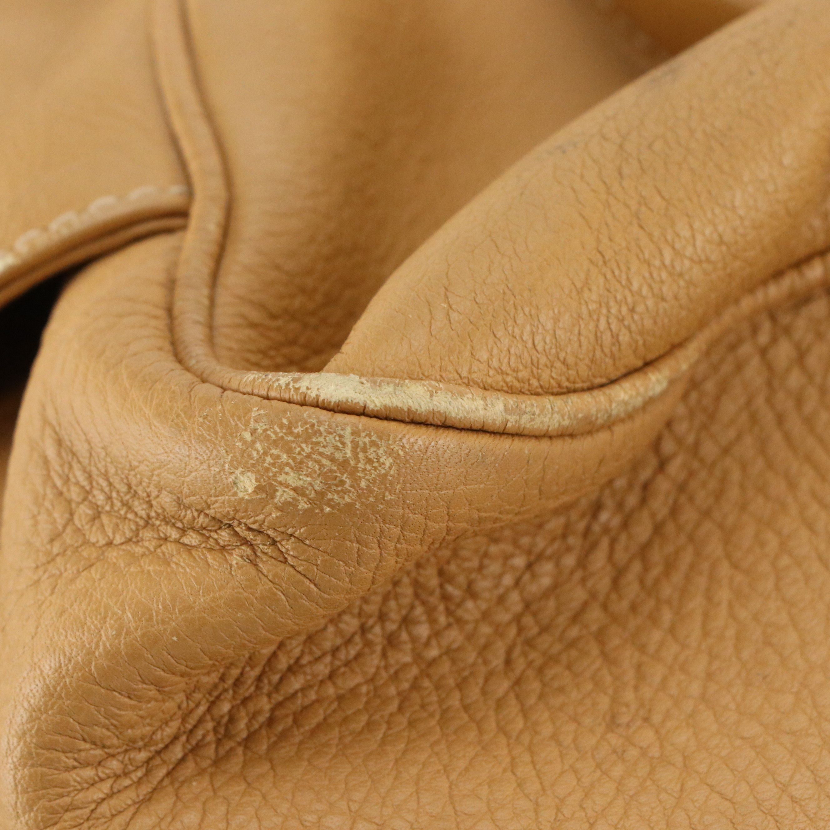 Prada Domed Zip-Around Shoulder Bag in Tan Vitello Daino Leather