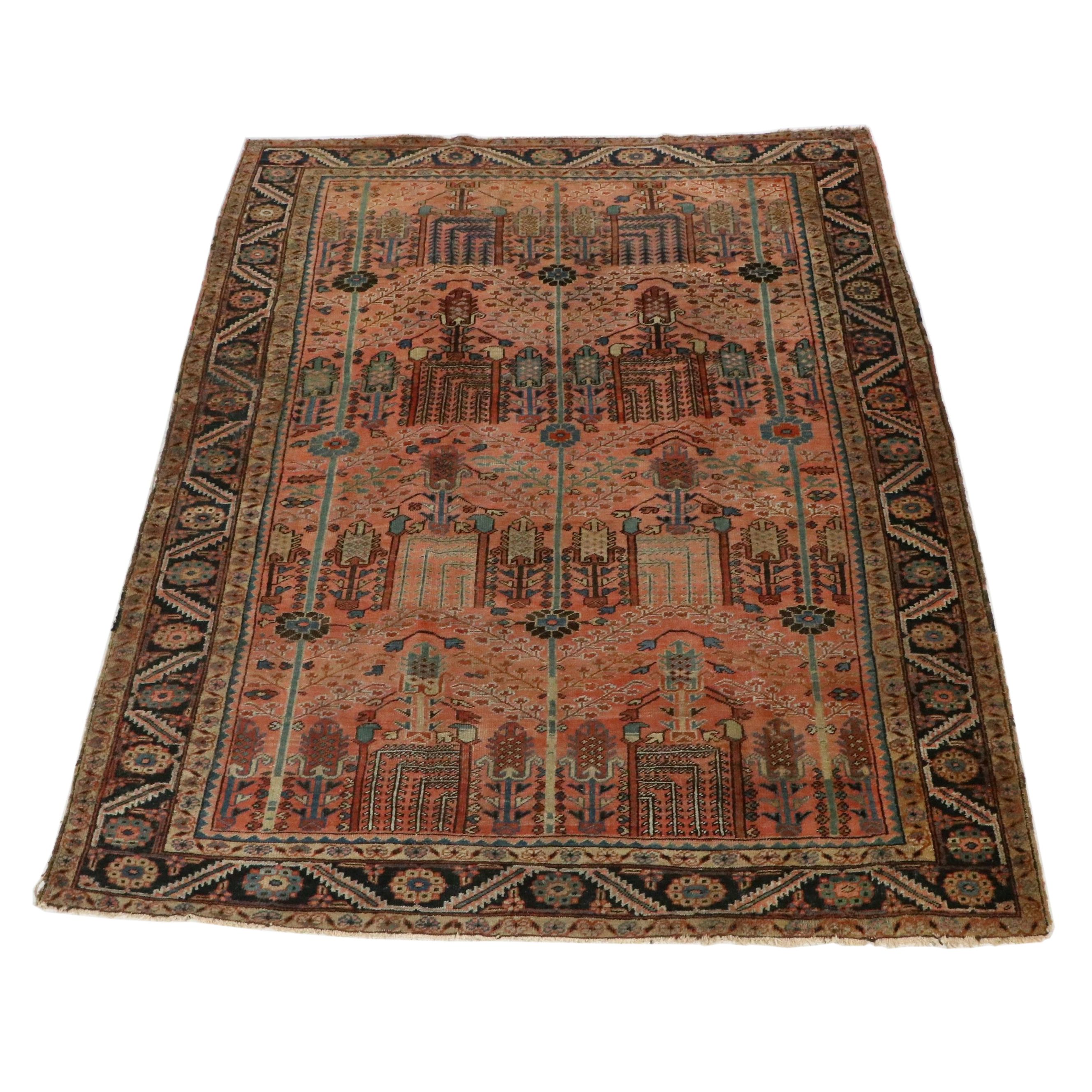Antique 9' x 11'8 Hand-Knotted Heriz Rug