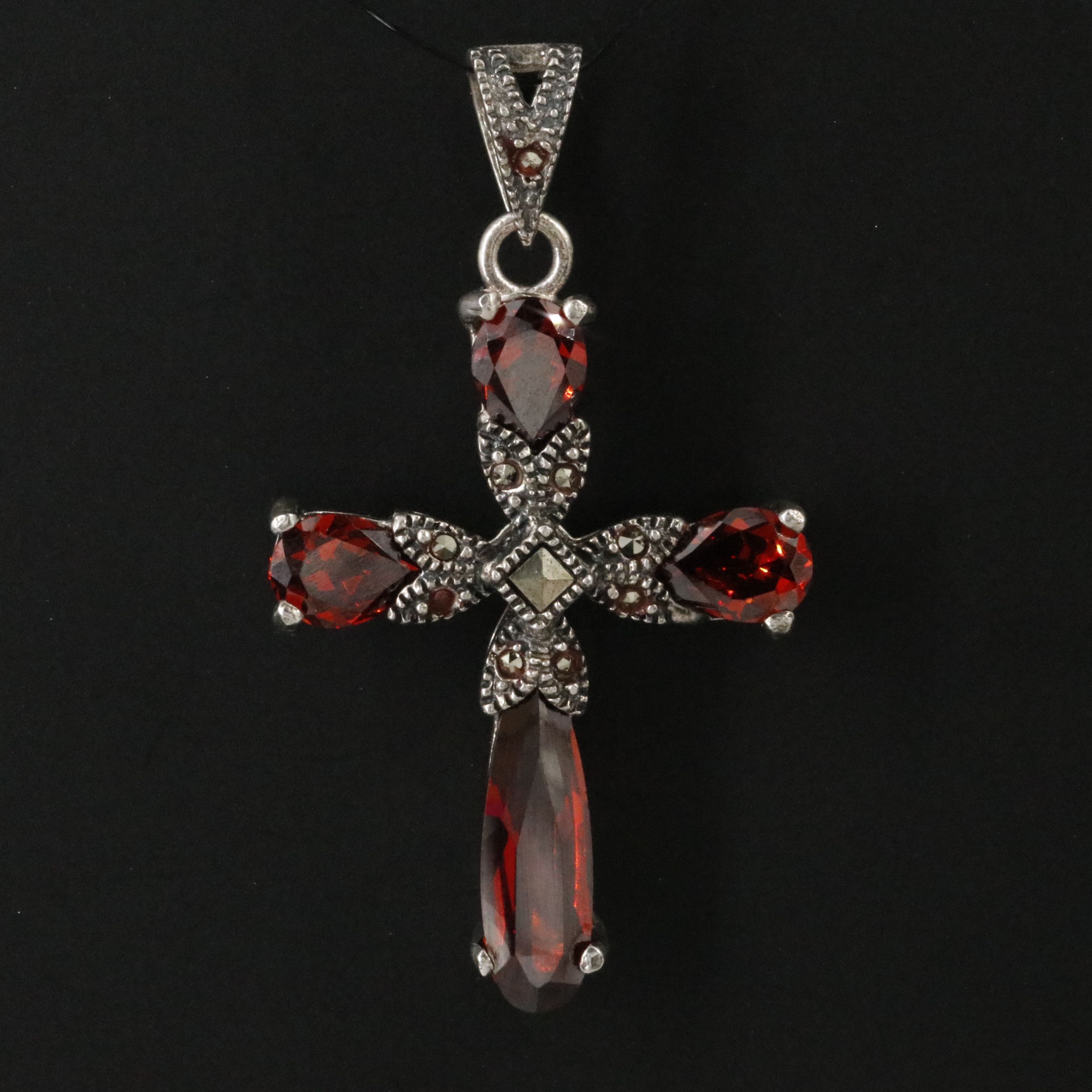 Sterling Cross Pendant Including CZ and Marcasite