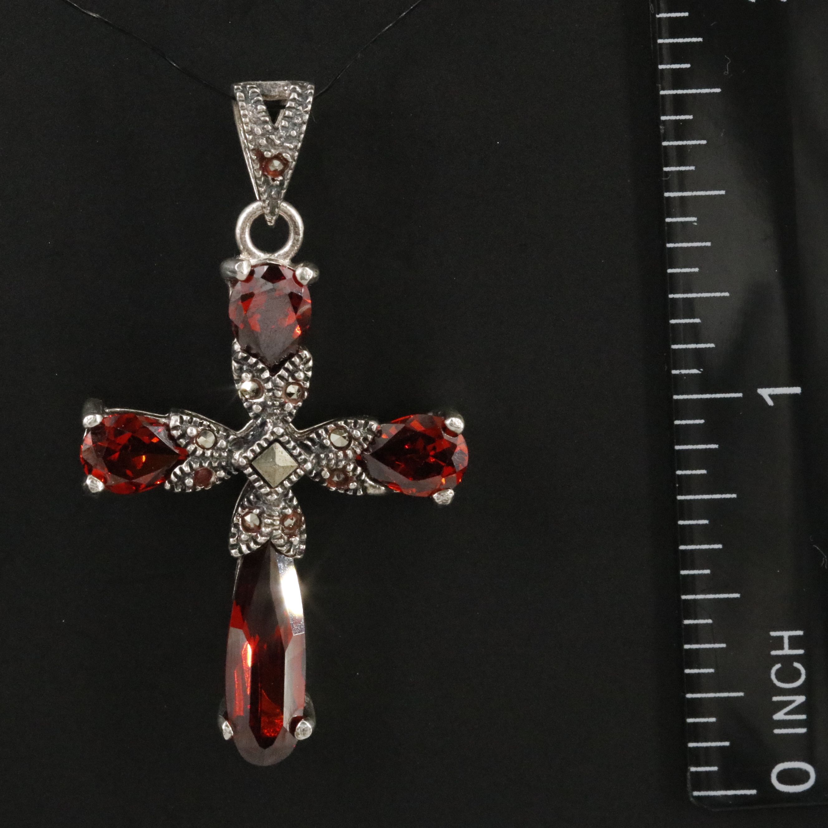 Sterling Cross Pendant Including CZ and Marcasite