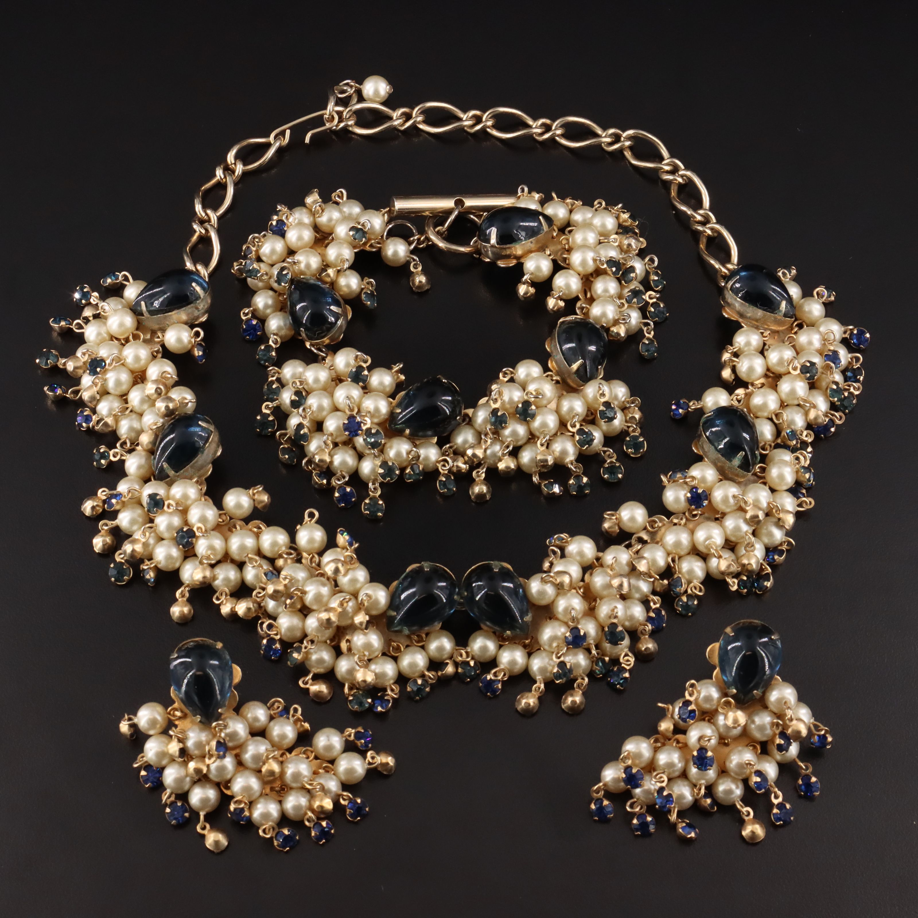 1960s Imitation Pearl, Rhinestone and Glass Parure