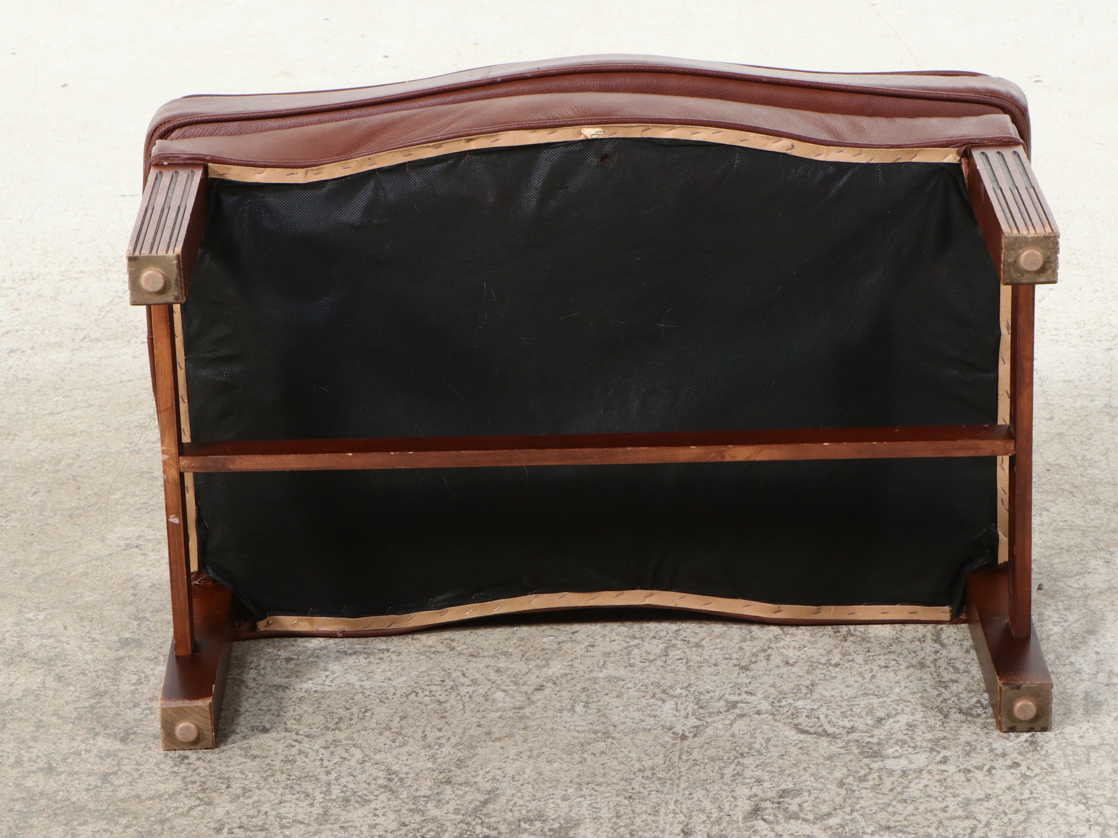 Fairfield Chippendale Style Leather Wingback Chair and Ottoman