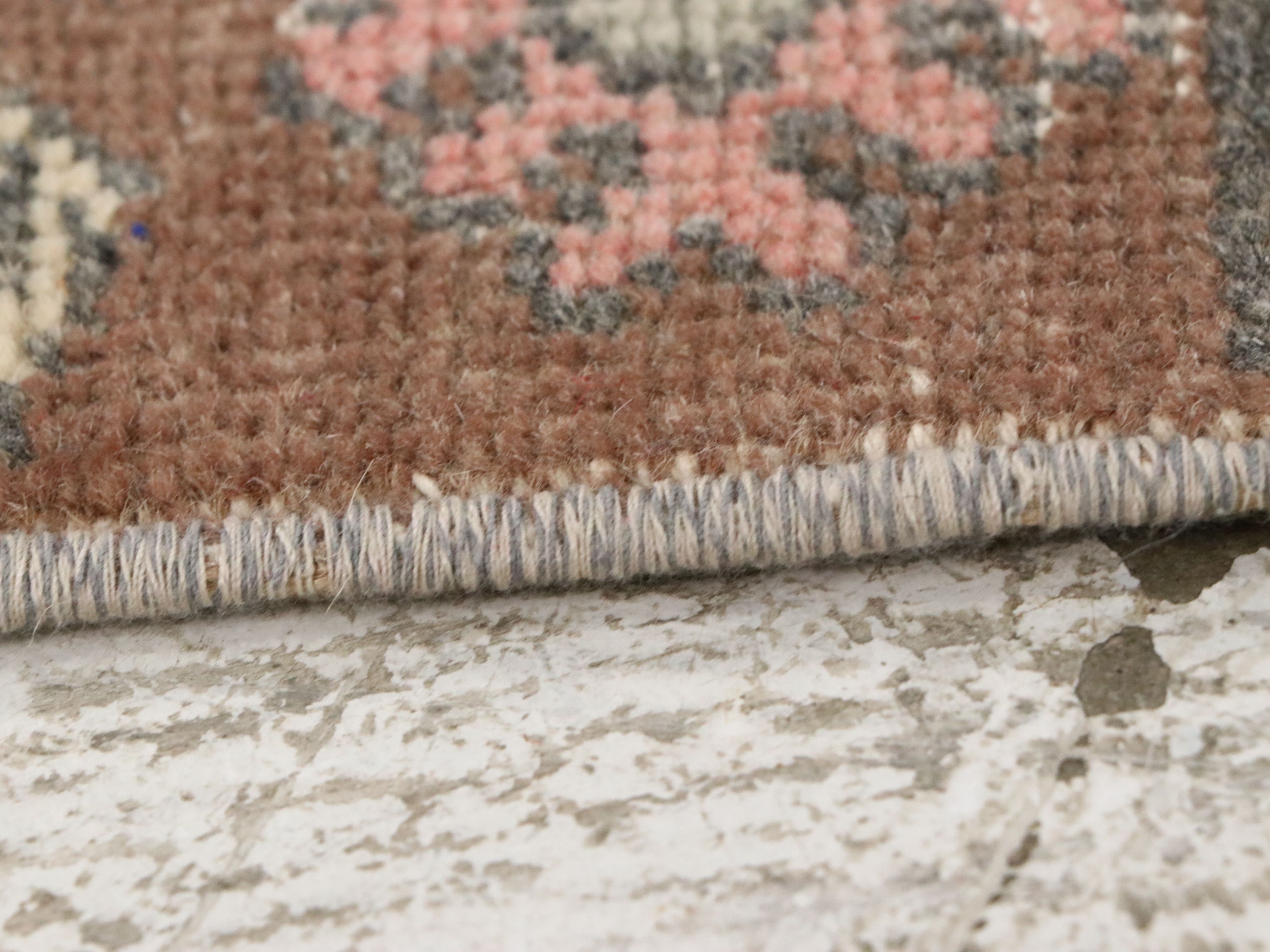 4'4 x 6'4 Hand-Knotted Turkish Anatolian Floral Lattice Area Rug