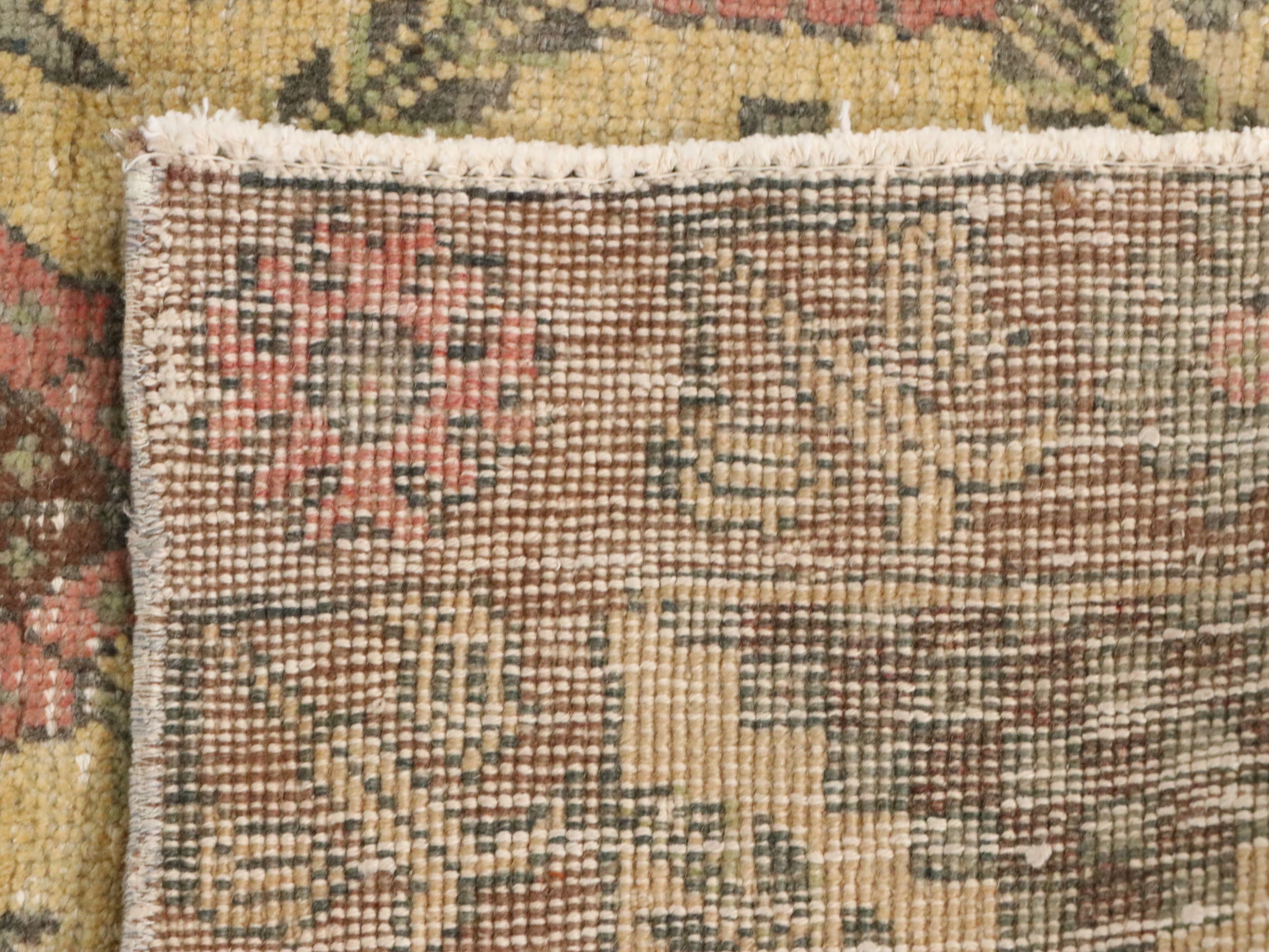 4'4 x 6'4 Hand-Knotted Turkish Anatolian Floral Lattice Area Rug