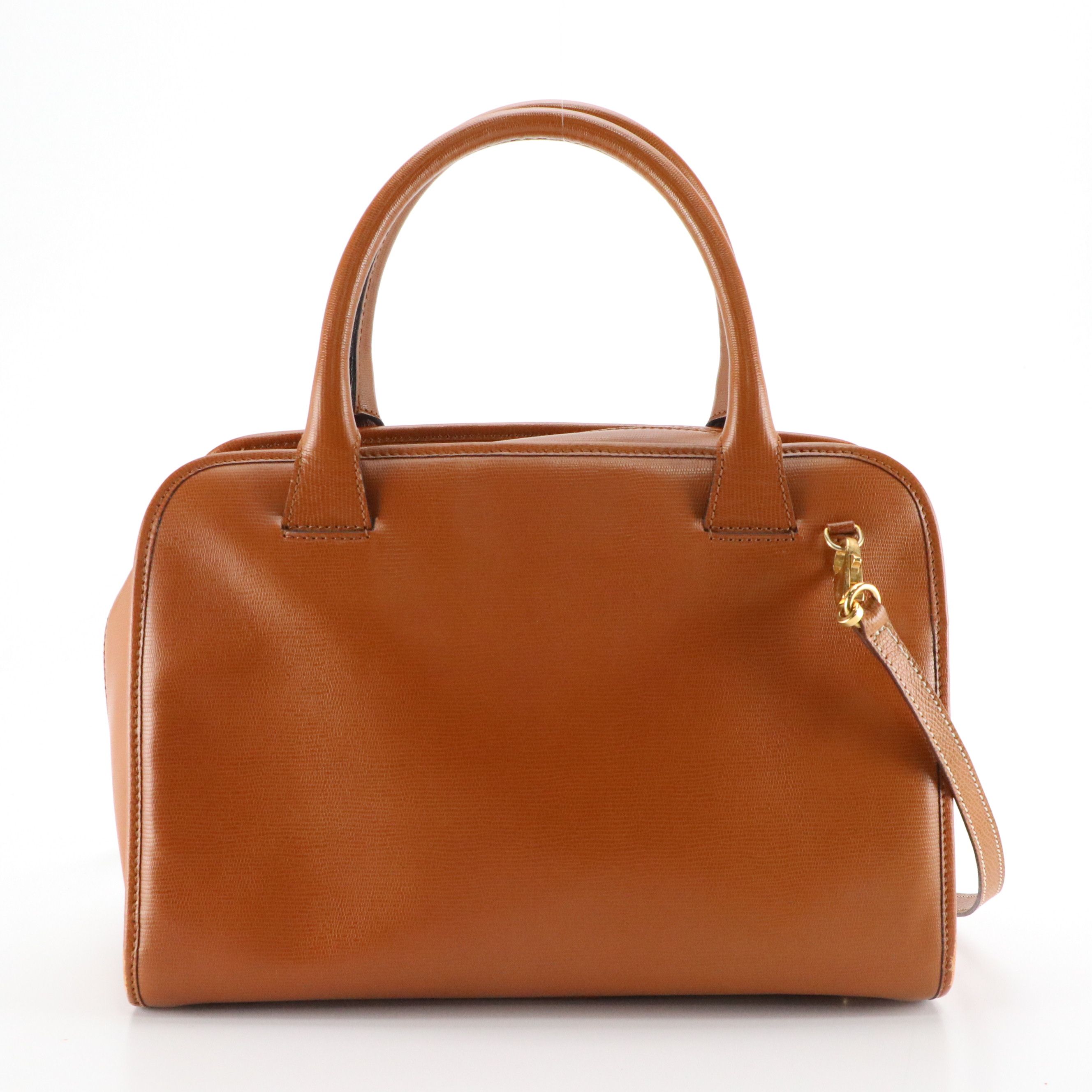 Celine Zip Around Two-Way Bag in Caramel Brown Leather