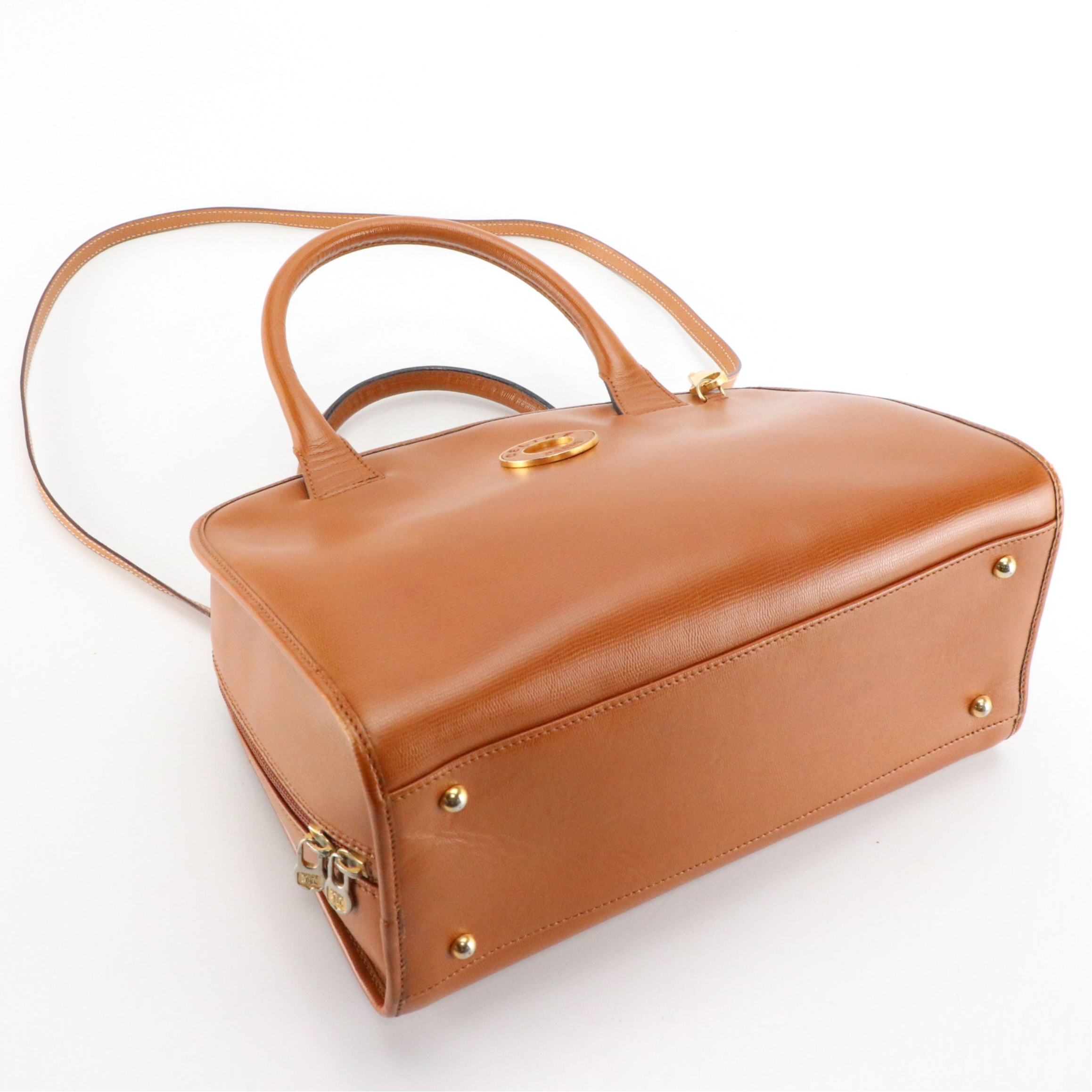 Celine Zip Around Two-Way Bag in Caramel Brown Leather