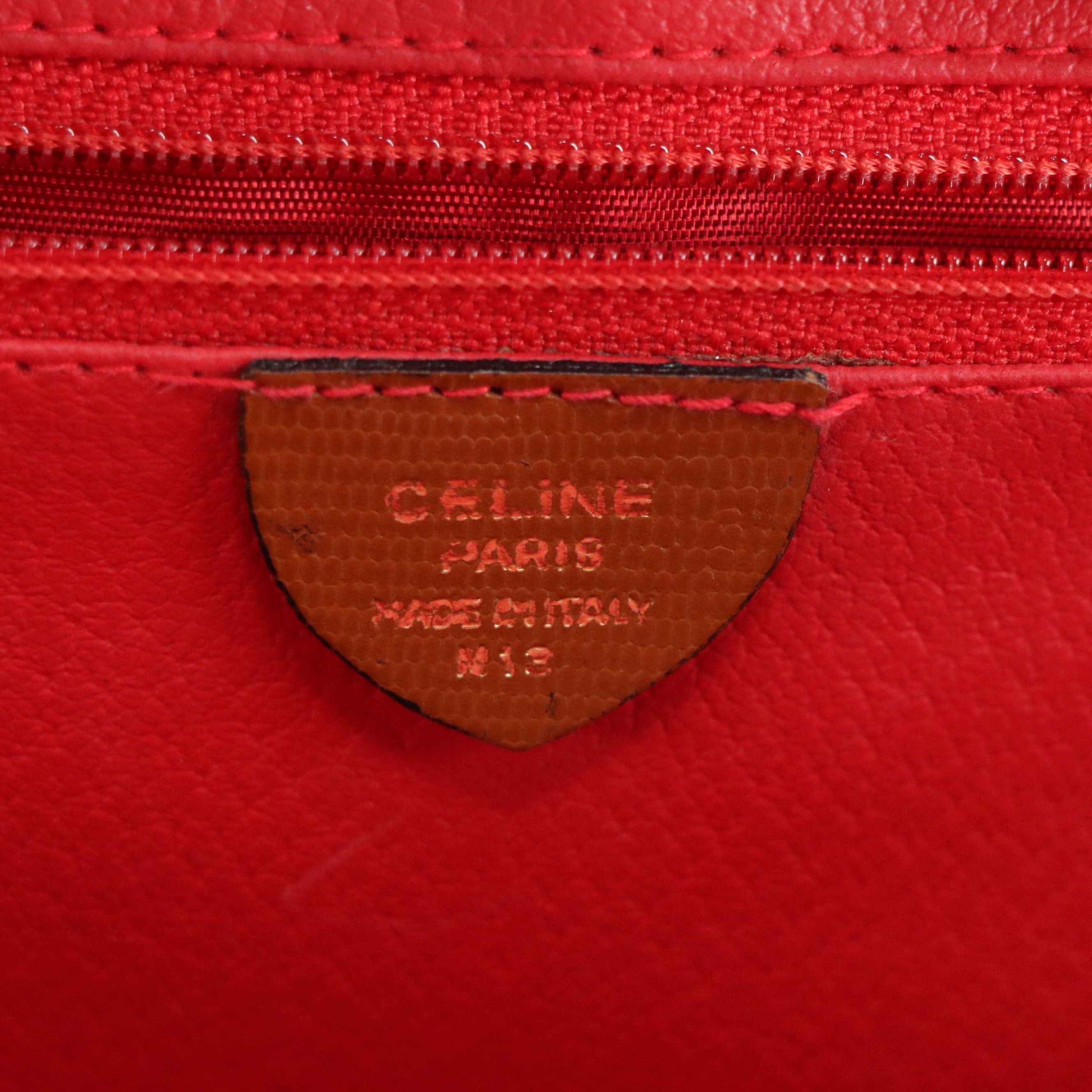 Celine Zip Around Two-Way Bag in Caramel Brown Leather