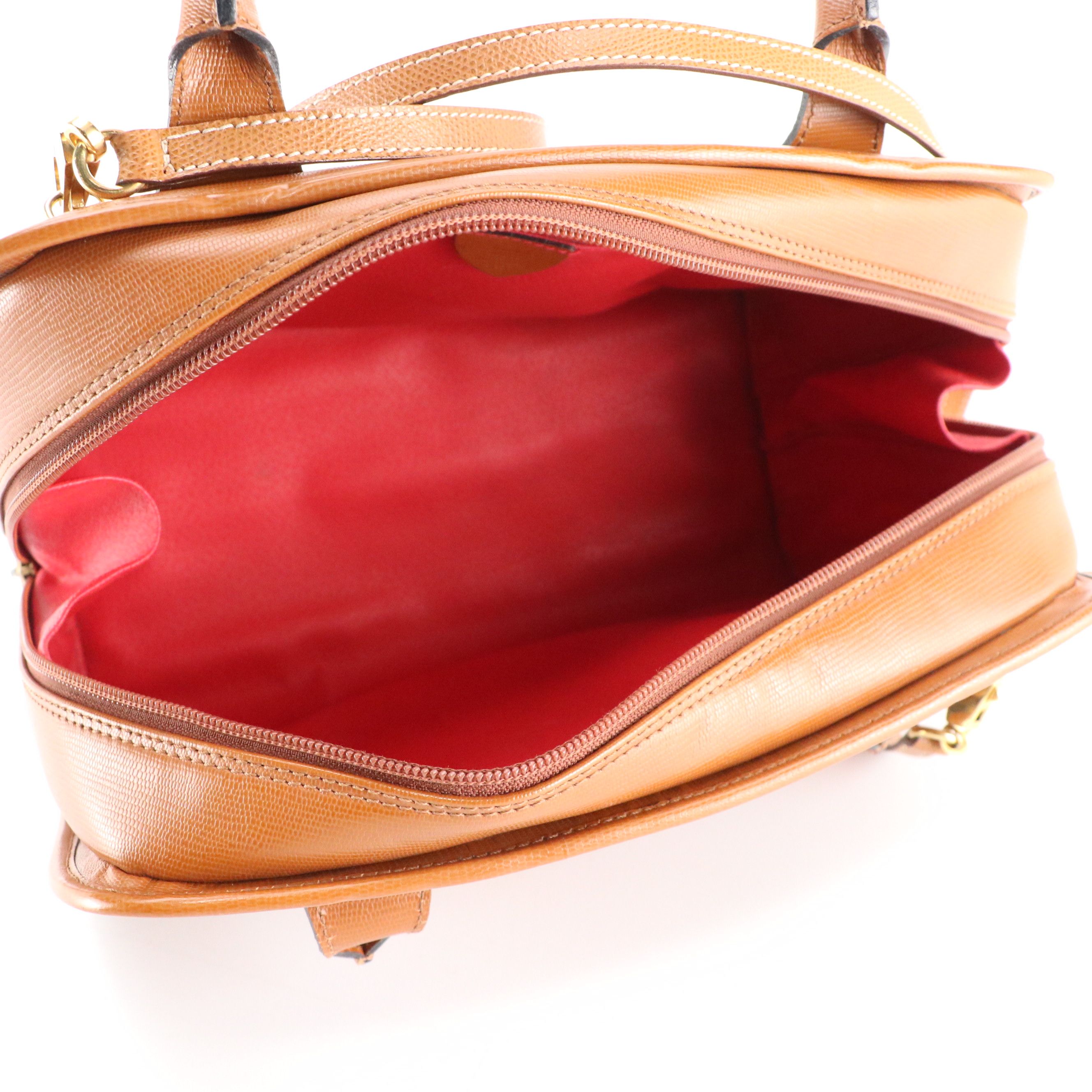 Celine Zip Around Two-Way Bag in Caramel Brown Leather