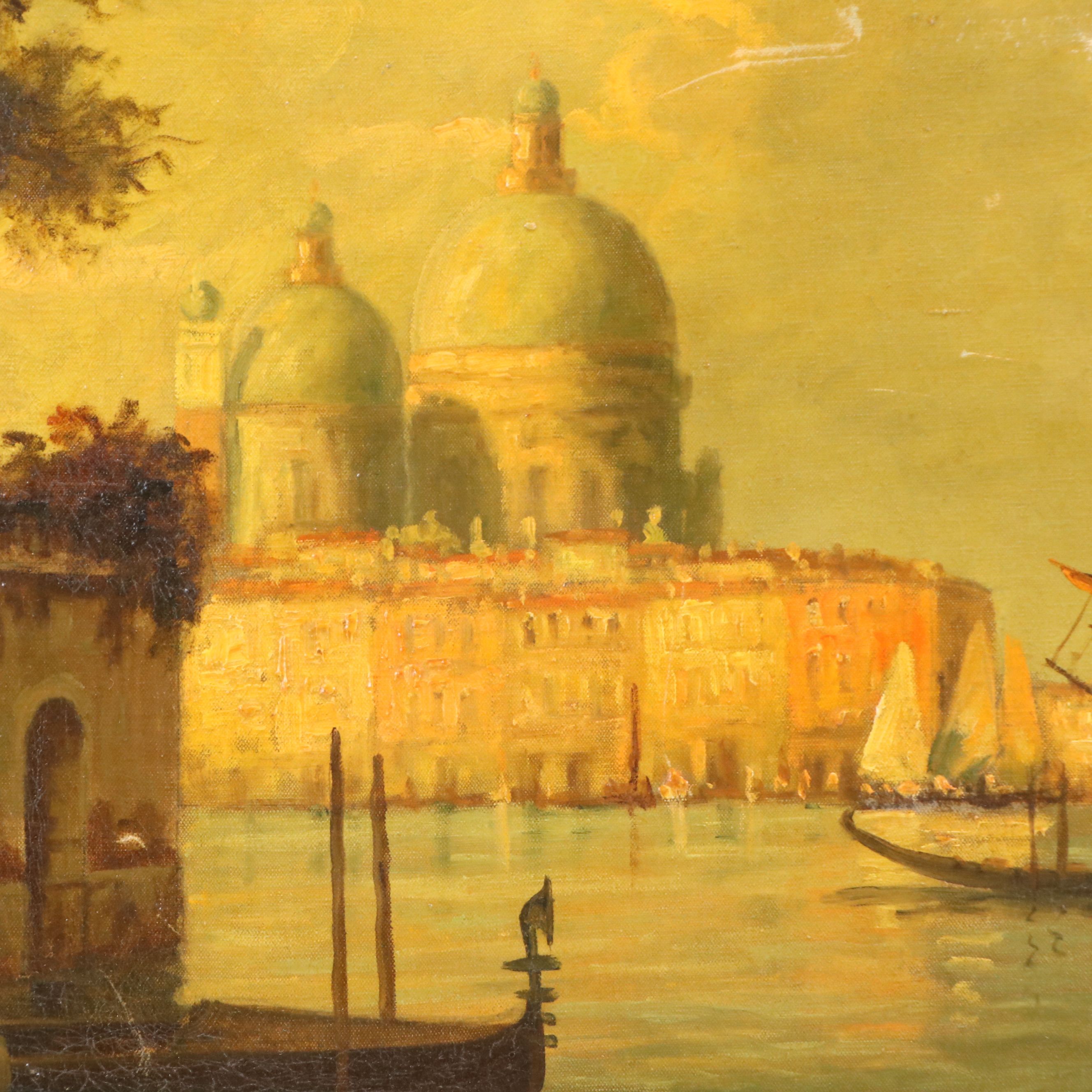 Oil Painting of Venetian Scenery, Mid-20th Century