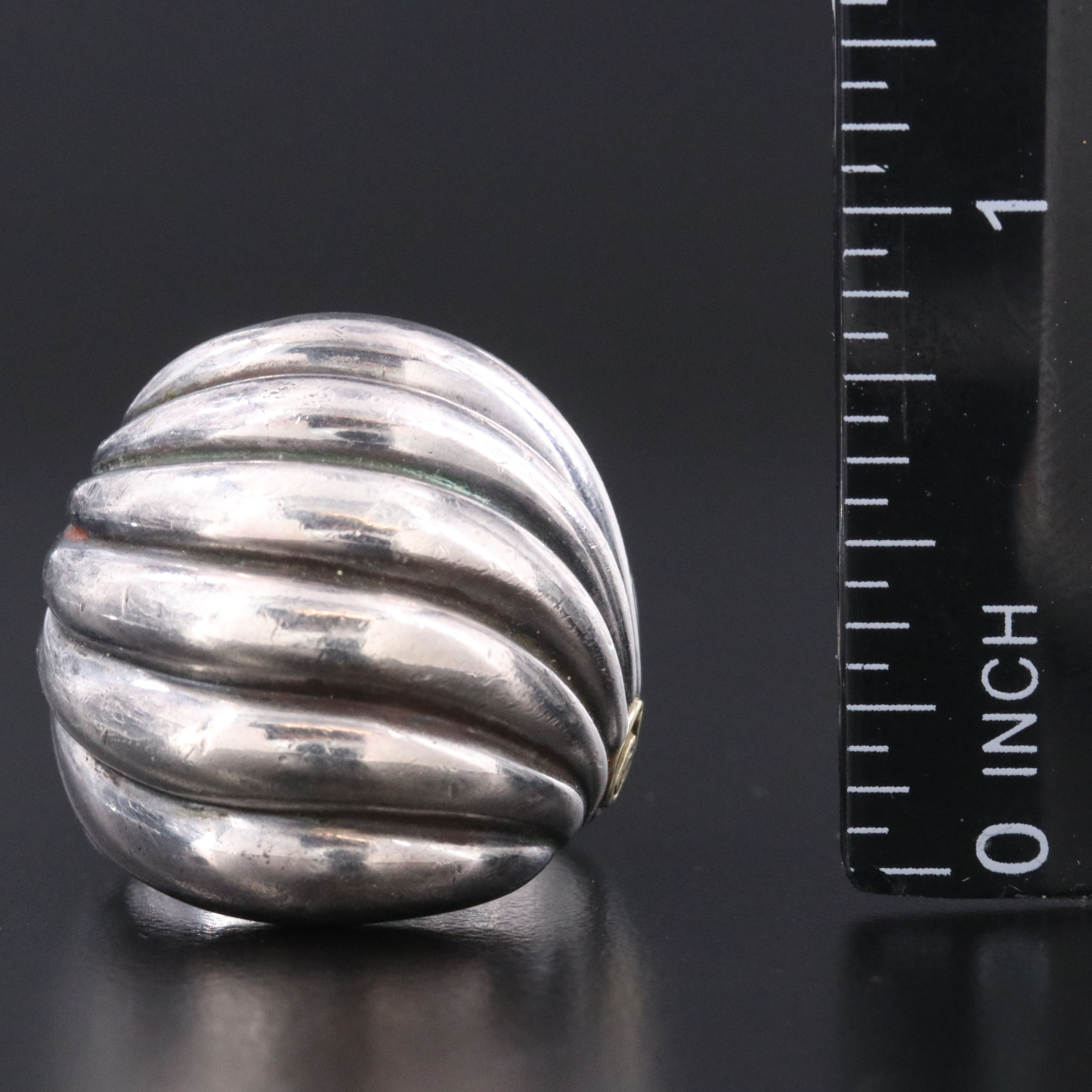 David Yurman Sculpted Cable Sterling Dome Ring with 18K Accent