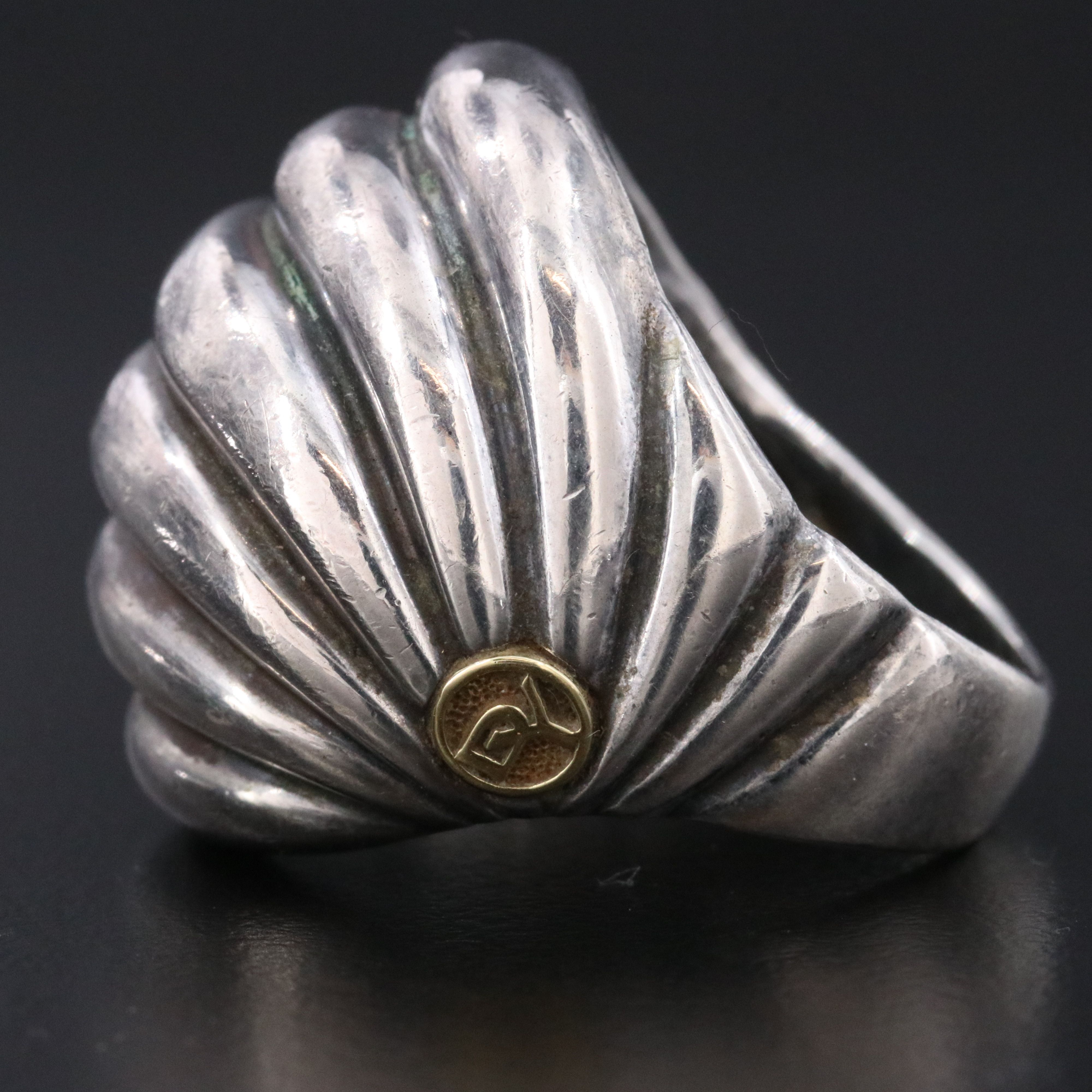 David Yurman Sculpted Cable Sterling Dome Ring with 18K Accent