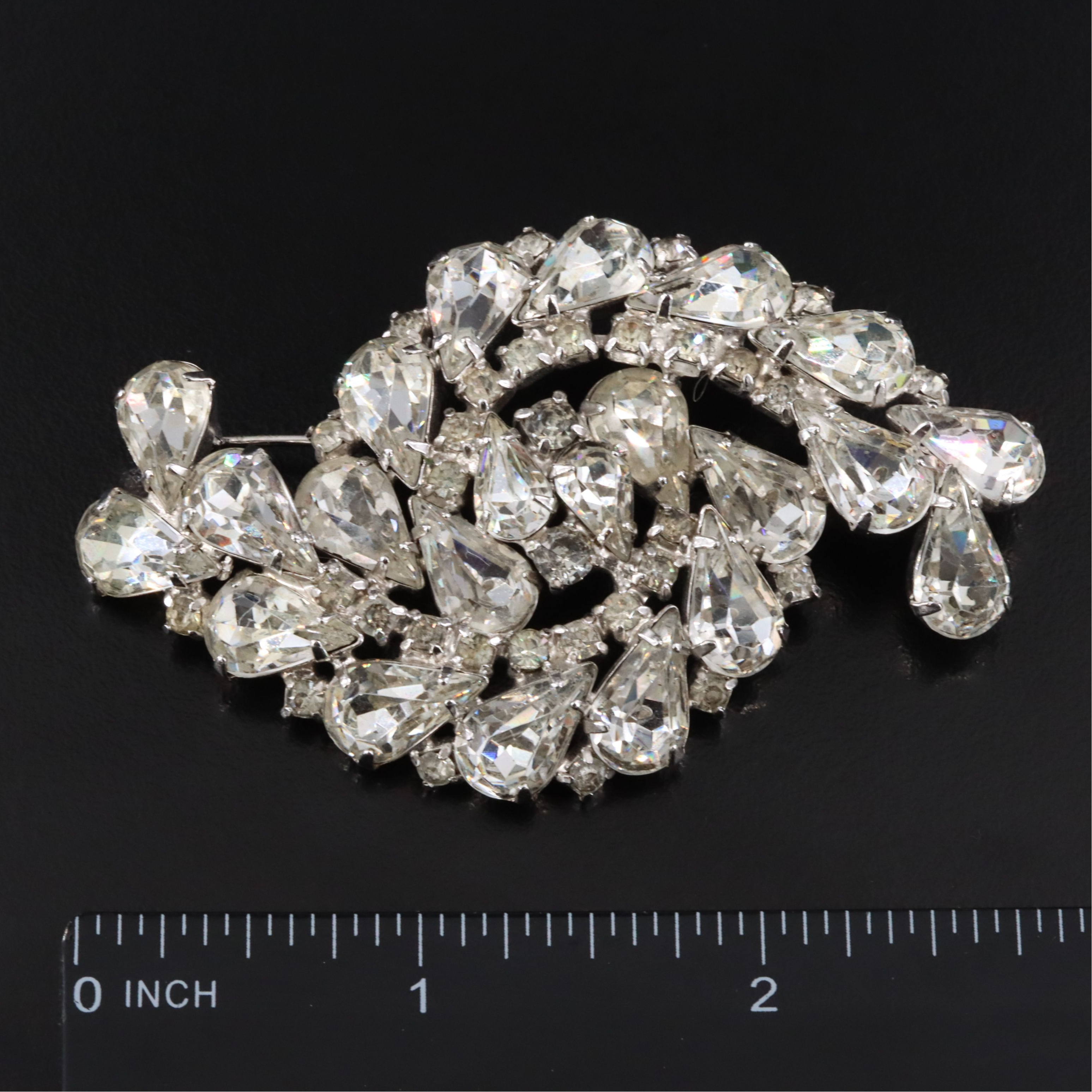 Kramer of New York Brooch & Earrings Set w/ Crystal & Rhinestone Weiss Earrings