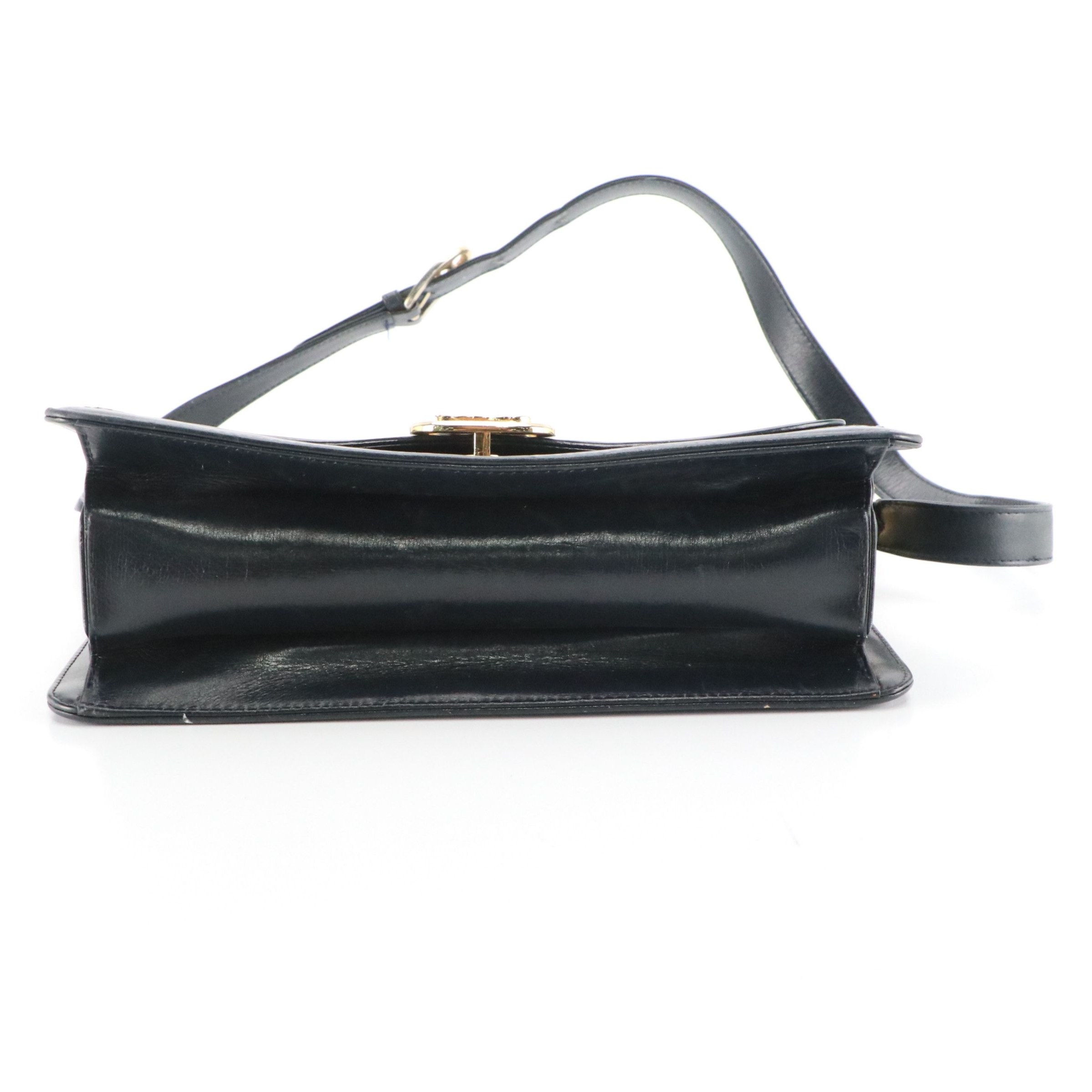 Céline Front Flap Carriage Lock Shoulder Bag in Blue C Sulky Canvas and Leather