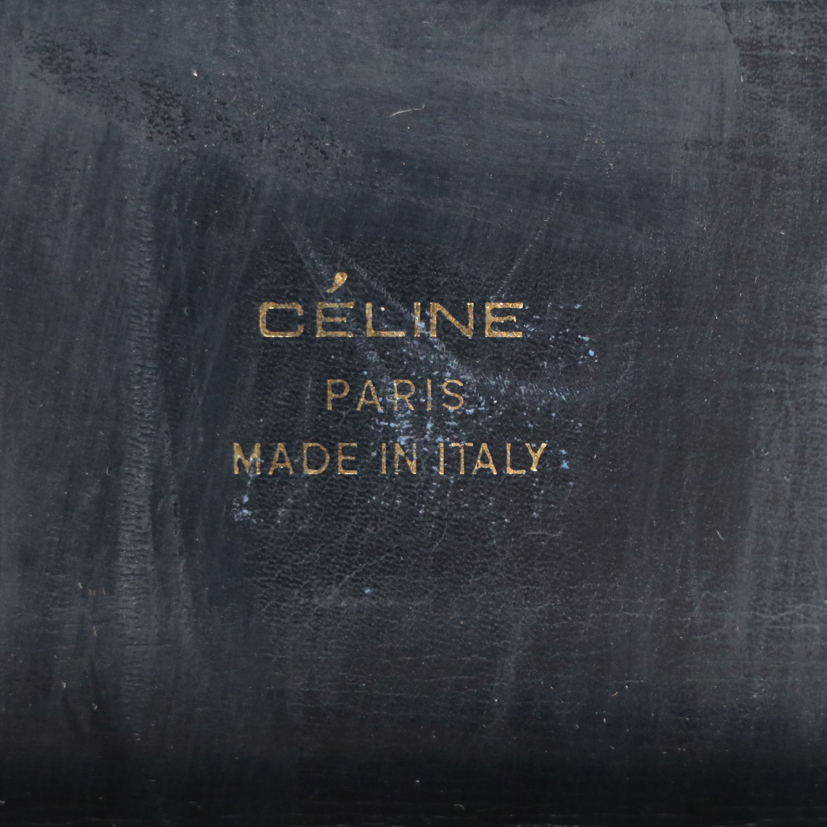 Céline Front Flap Carriage Lock Shoulder Bag in Blue C Sulky Canvas and Leather