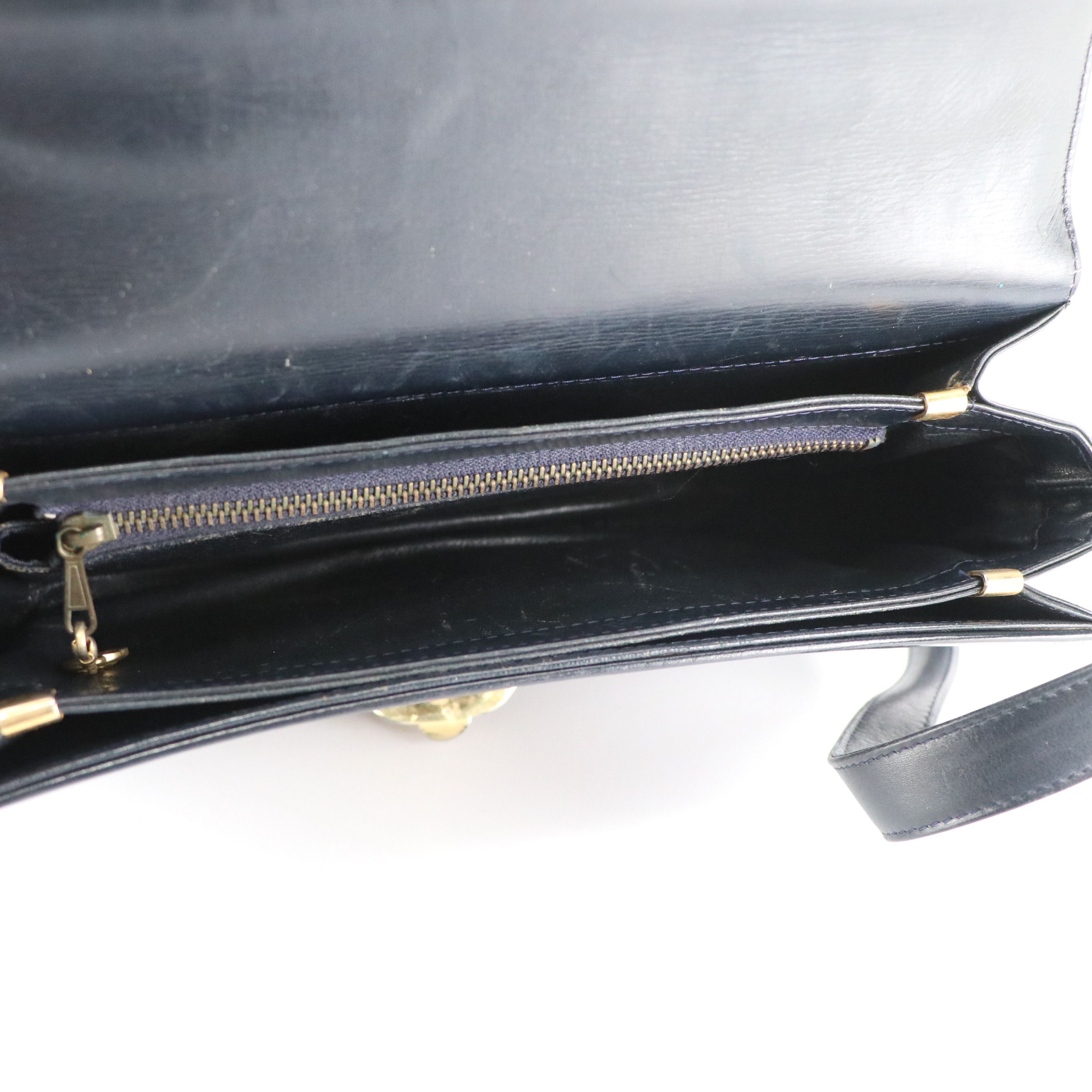 Céline Front Flap Carriage Lock Shoulder Bag in Blue C Sulky Canvas and Leather