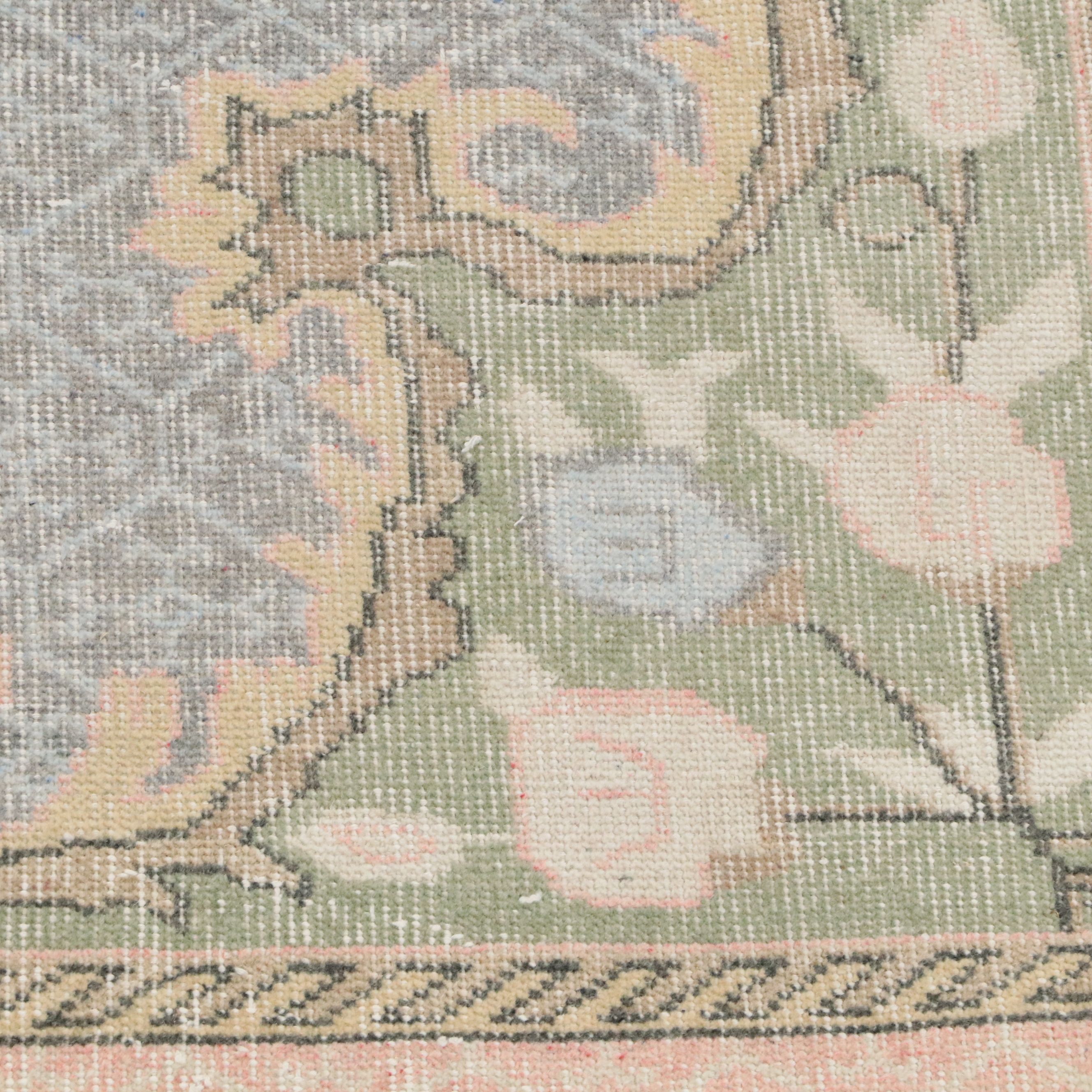 6'2 x 9'10 Hand-Knotted Turkish Oushak Area Rug