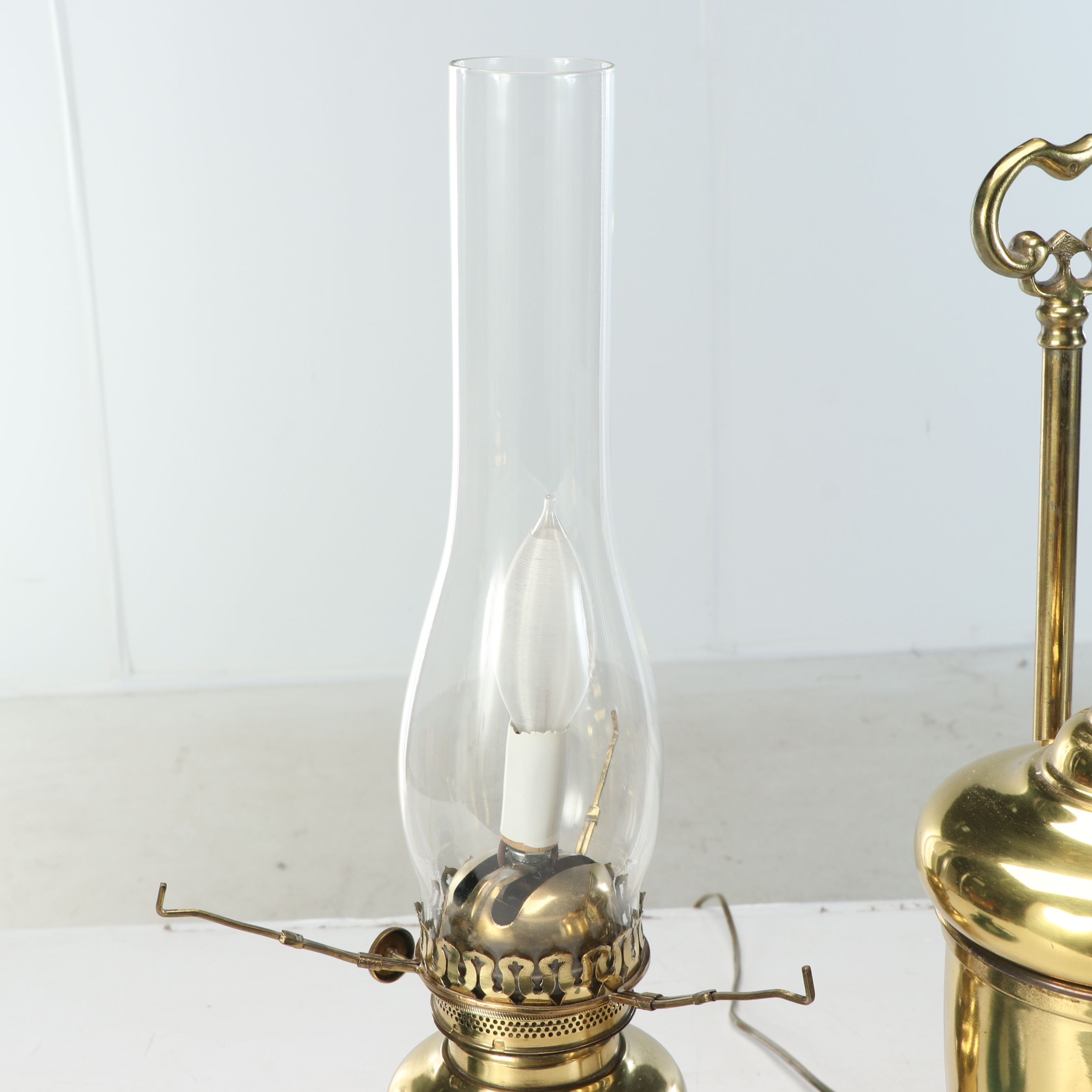 Victorian Brass Double Arm Student Lamp, Adapted