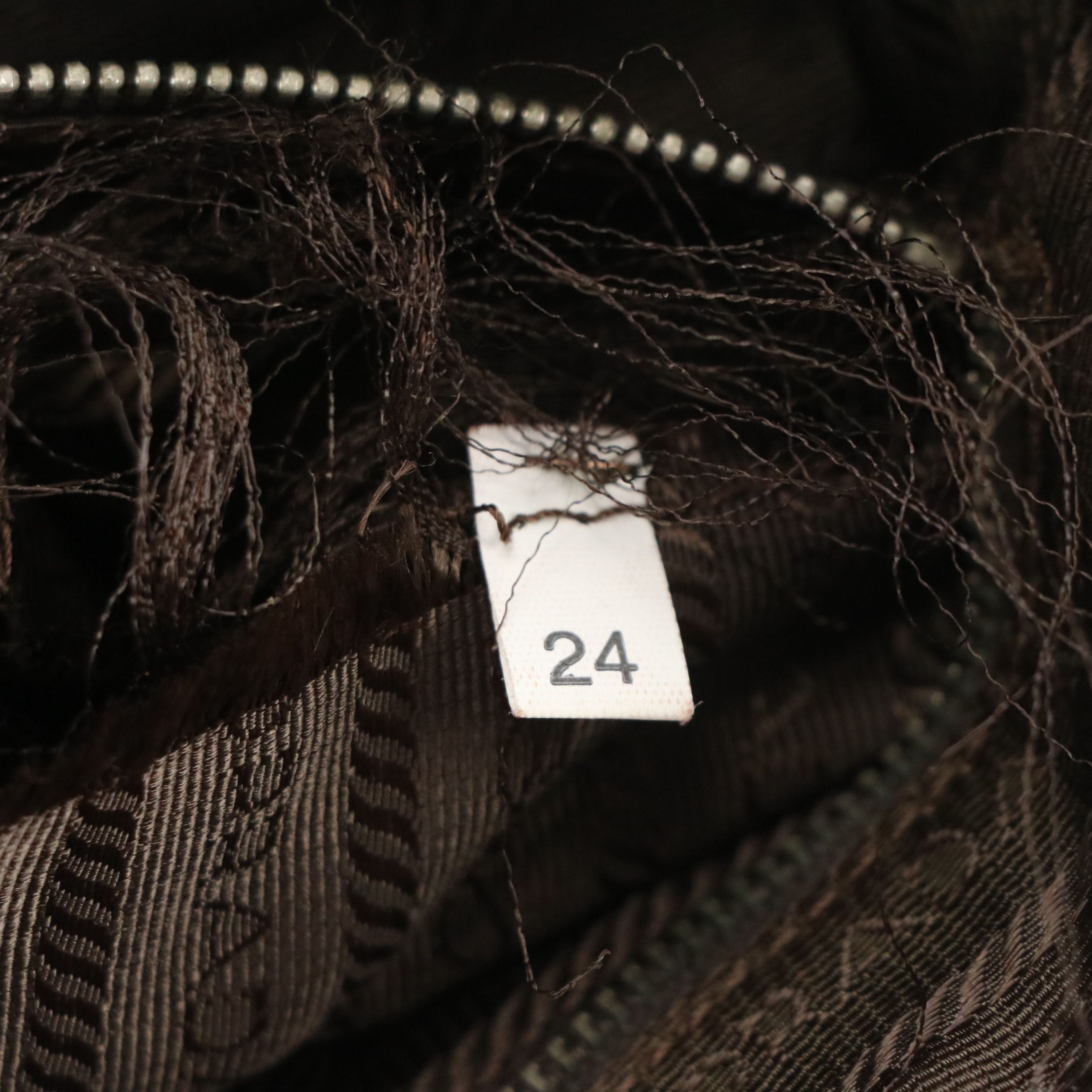 Prada Bauletto Shoulder Bag in Beige Canvas and Orange Leather Trim